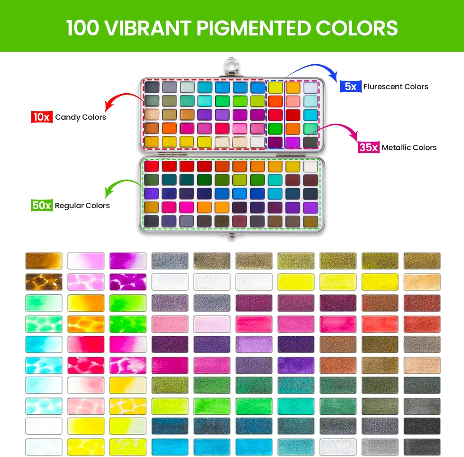 YNTCHENG Watercolor Paint Set 100 Colors,Water Colors Paint Adult Set with Watercolor Paper and Water Brush Pens,Ideal for Kids,Artists and Hobbyists,Perfect Starter Kit for Painting,For Travel image number 4