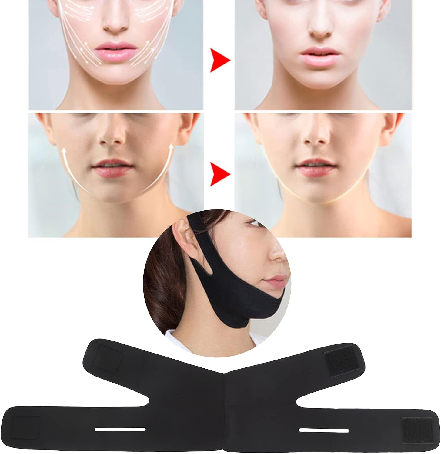 Double Chin Reducer, Reusable V Line Mask, Facial Slimming Strap, Face Lifting Belt, V Shaped Slimming Face Mask, Chin up Mask, Lifting Bandage, Neck and Chin Compression Garment Wrap image number 3