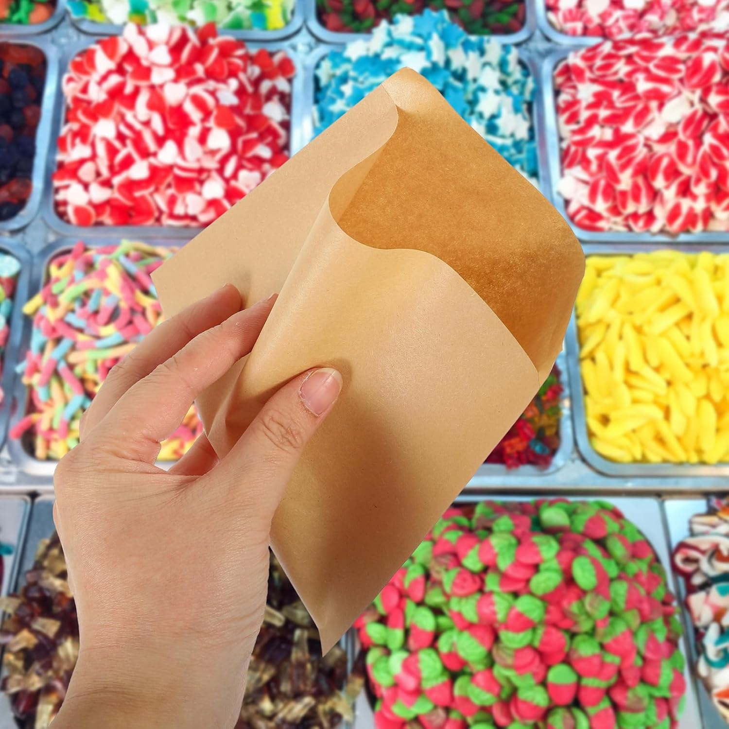 Garneck 100Pcs Paper Food Bags Oil Kraft Snack Bags for Sandwiches Pancakes and Treats Take- Fast Food Restaurants image number 2