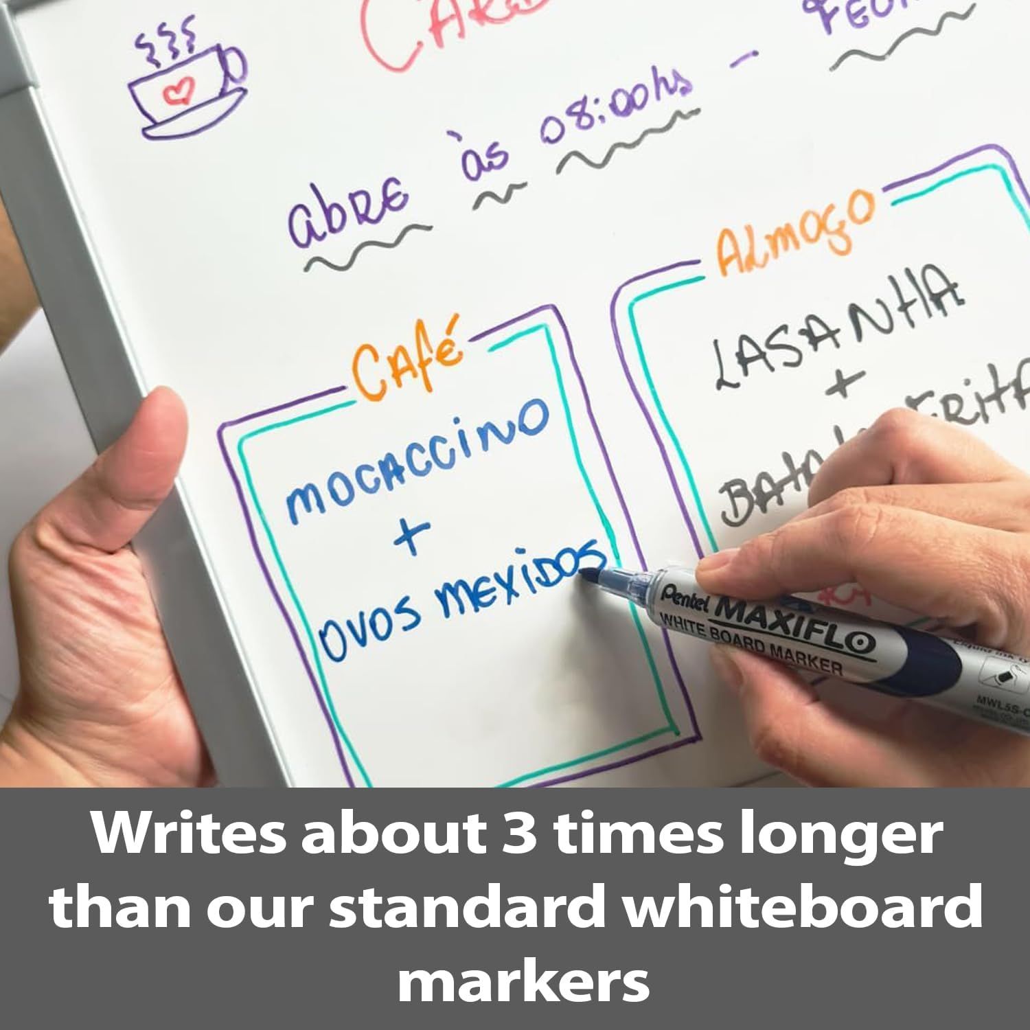 Pentel Maxiflo Whiteboard Marker Chisel Point 3.0~7.0Mm Nib Wallet of 4 Assorted Colours (MWL6-4E)