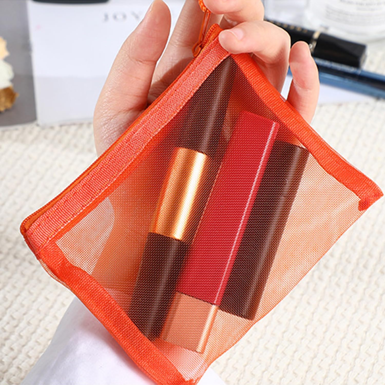 7-Piece Mesh Storage Bag, Mini Portable Storage Bag, Small Items Storage Bag, Travel Supplies image number 3