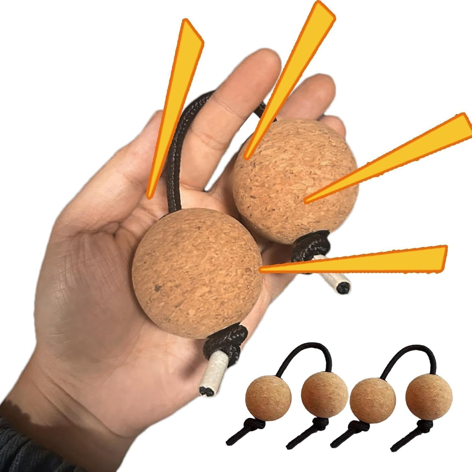 THJOPOKEEL Cork Sandball Rhythmic Ball Silent Practice Ball Fingertip Ball Kashaka Instrument Musical Shakers Double Ball Percussion African Classic Instrument image number 6