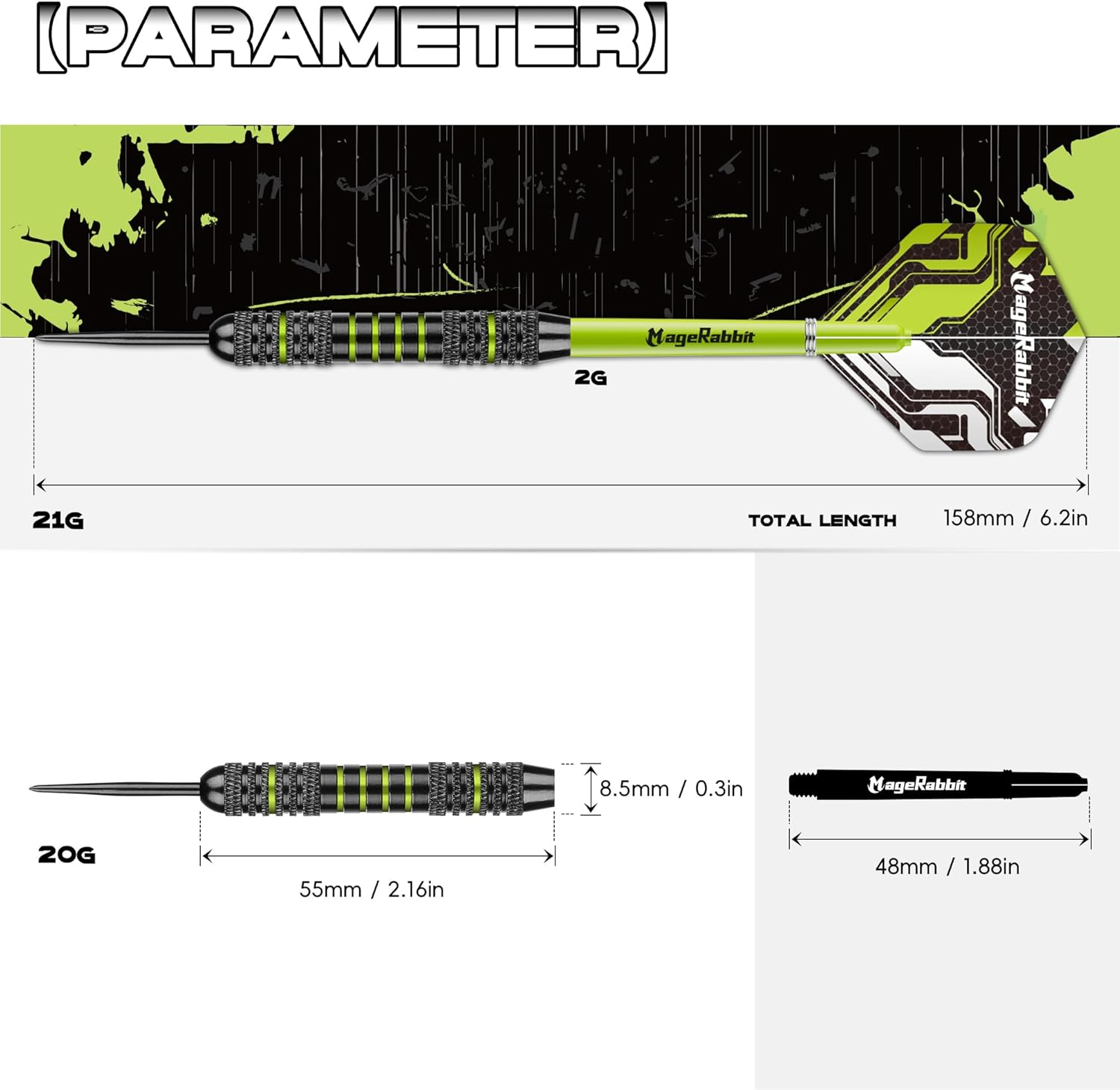 Magerabbit Metal Tip Darts 6 Pieces Professional Steel Darts with 12 Dart Flights image number 2