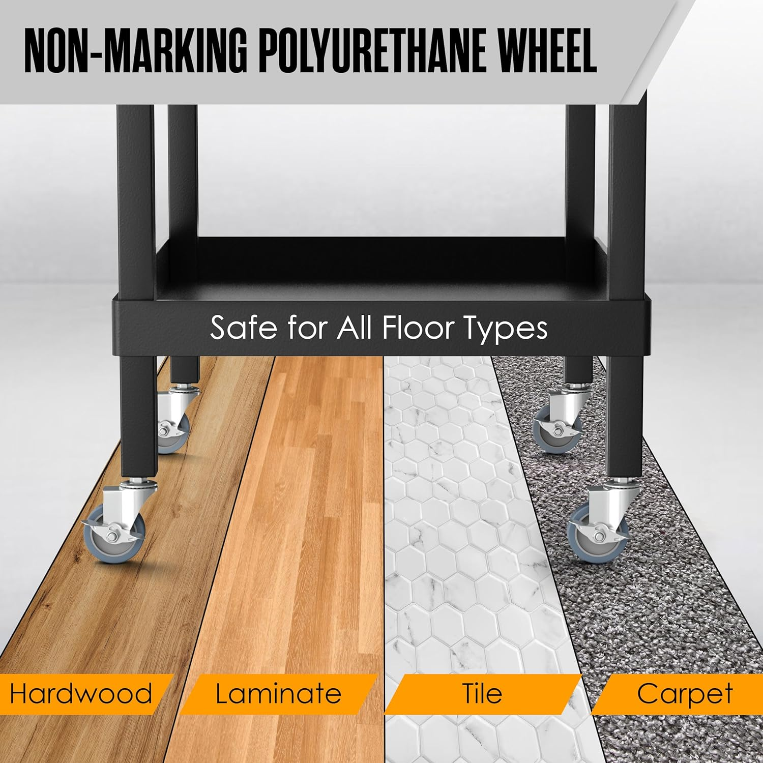 Houseables Caster Wheels Casters Set of 4 3 Inch Rubber Heavy Duty Threaded Stem Mount Industrial Castors Locking Metal Swivel Wheel Replacement for Carts Furniture Dolly Workbench Trolley image number 6