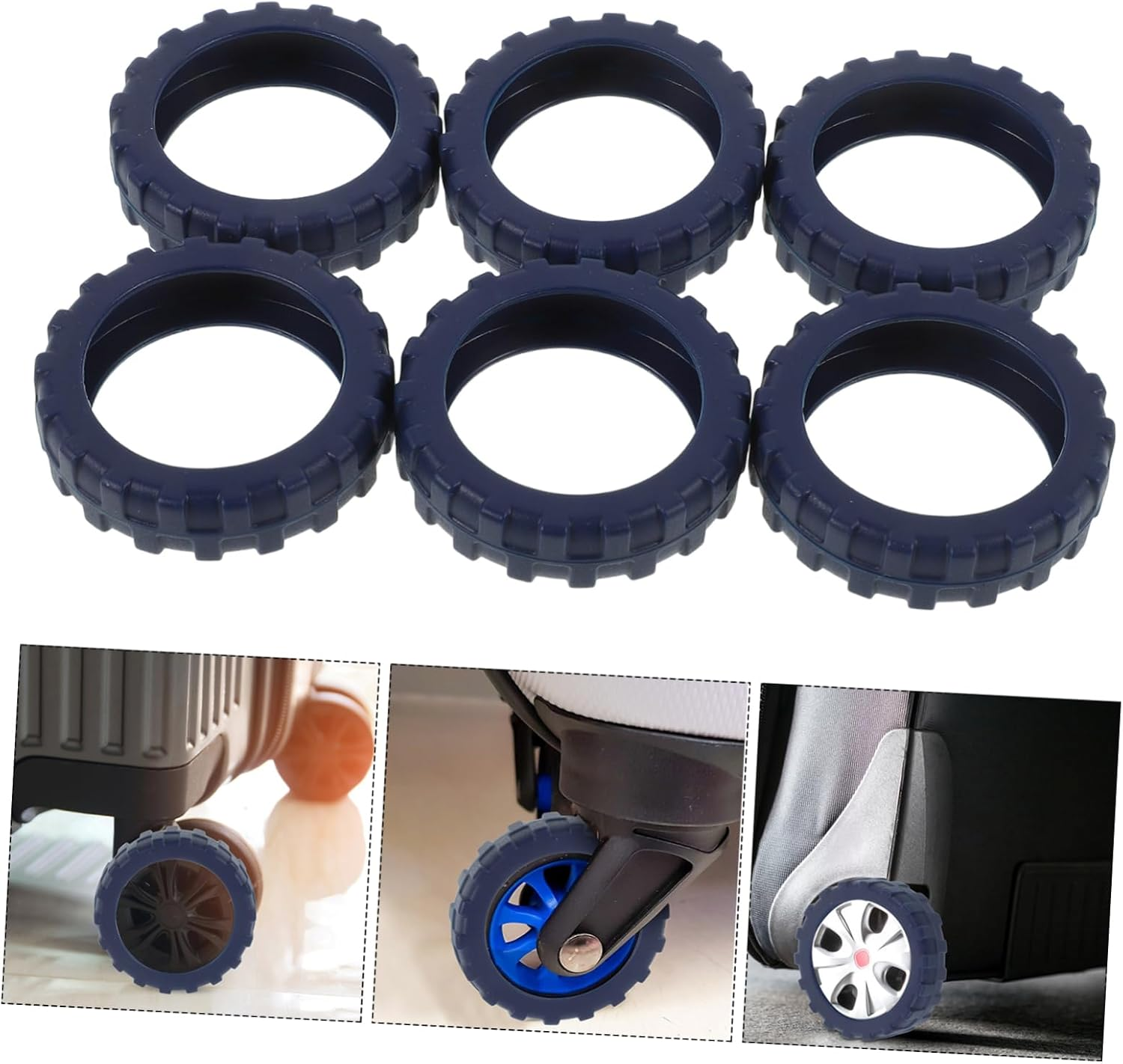 LIGIGWASH 8Pcs Luggage Foot Covers and Suitcase Wheel Covers Set, Silicone Protective Pads, Shock Absorbing and Noise Reducing, Non-Slip 55X55X15Mm for Travel Suitcases image number 4