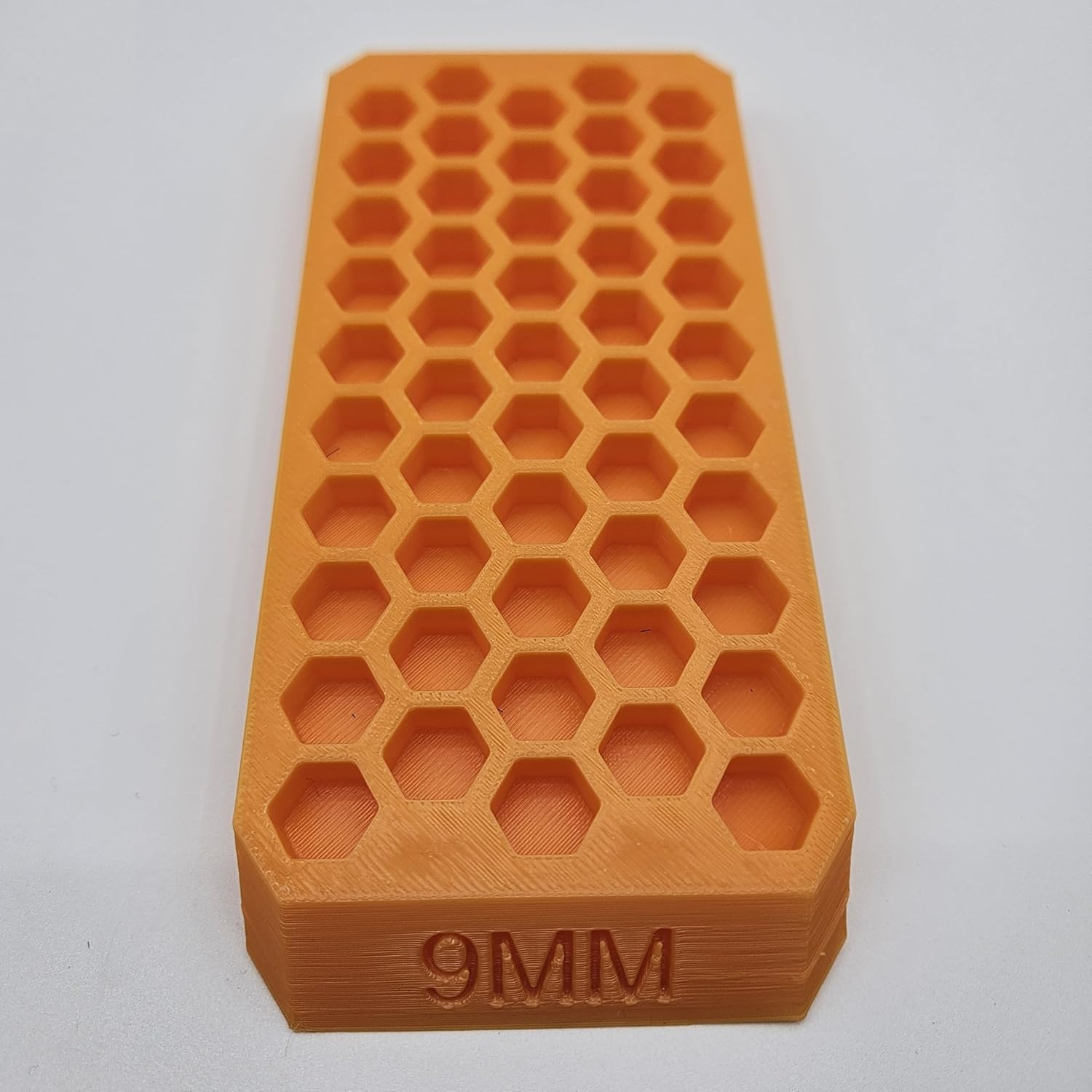 9Mm Reloading Block Ammo Stand Ammunition Loading Tray - 50 round Capacity - Brass Cartidge Bench Tool- Australian Made - Orange image number 2