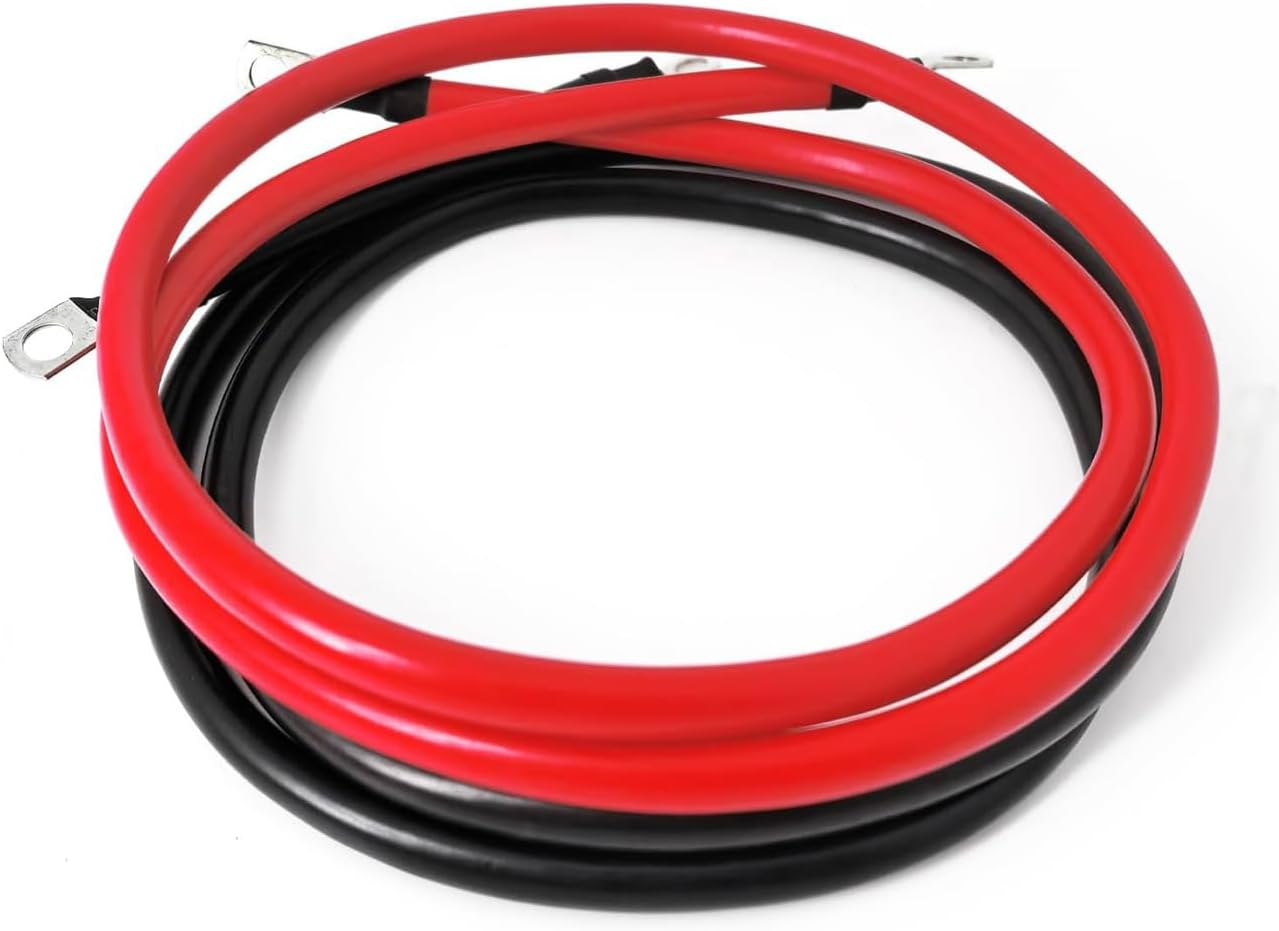 5 AWG Gauge Parallel Battery Power Inverter Cables with Terminals, Pure Copper Battery Cables Set with 3/8 Inch Copper Ring Ends for Solar, RV, Car, Boat, ATV, Motorcycle (1 Set,50Cm/1.65Ft,16Mm&sup2;) image number 7