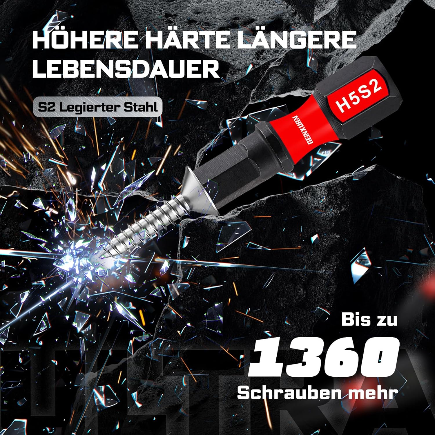 Geinxurn Impact Resistant Screwdriver Bit Set, Hexagonal Bit Set, 20 Pieces Hex (1.5-8 Mm) 25 Mm 50 Mm 1/4 Inch Hex Shank S2 Alloy Steel Screwdriver Bits with 1 Piece 60 Mm Magnetic Bit Holder