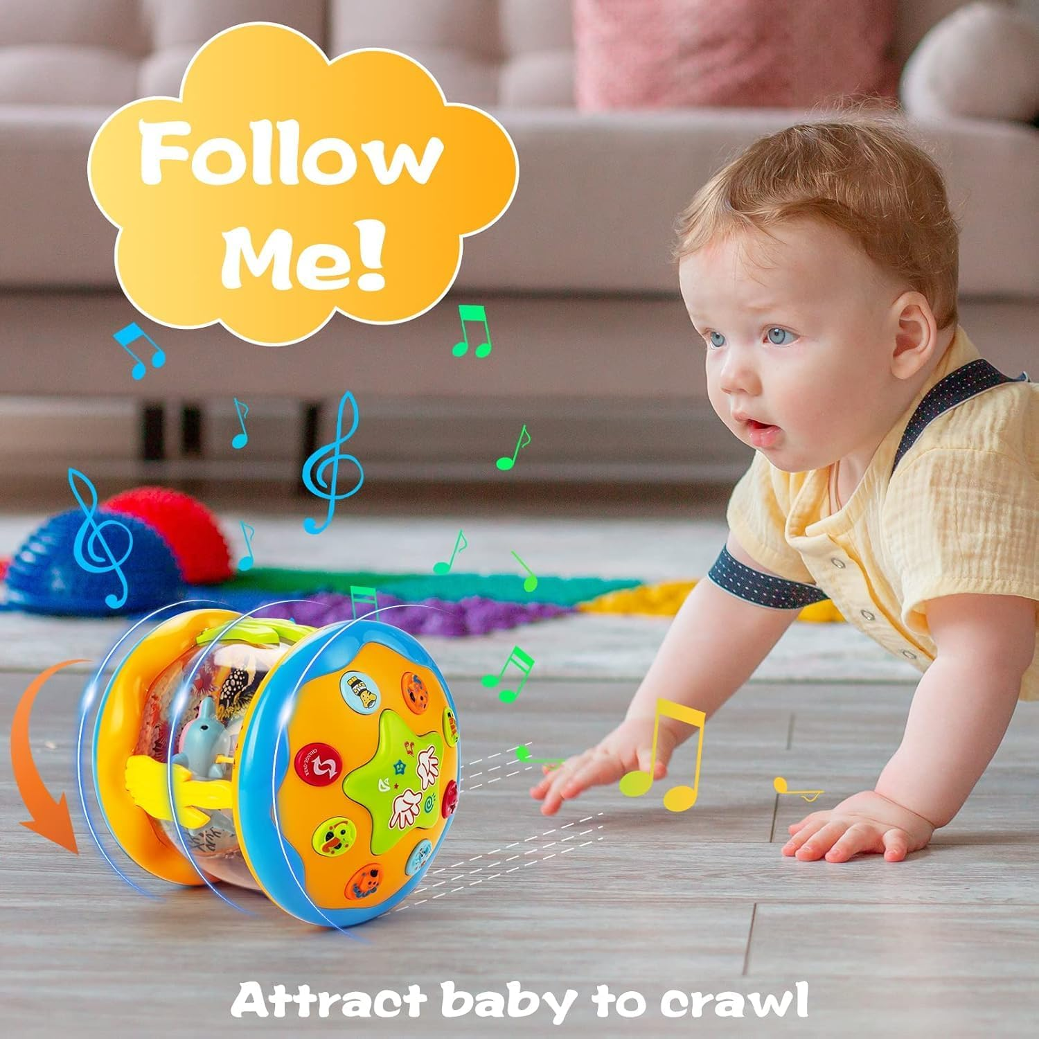 Baby Toys, Musical Projector Rotating Light up Toys, Ocean Rotating Crawling Toy for Infants 6 to 12 Months, Learning Educational Toy for 1 2 3 Years Old, Clap Drum, Baby Interactive Toys image number 5