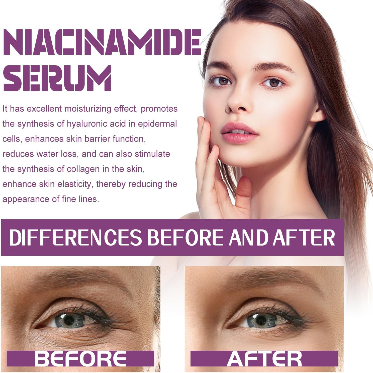 Niacinamide 20% Serum for Face, Brightening, Enhances Elasticity, Moisturizing, Anti-Wrinkle, Even Skin Tone, Smoothes Fine Lines, Reduces Pigmentation, Pores Care for Sensitive Skin (6Pcs)