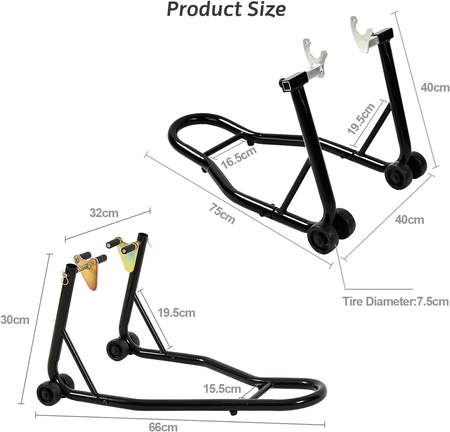 Advwin Motorcycle Stand Lift 500KG, Motorcycle Front Rear Combo Wheel Lift Stand U+L, Sport Bike Motorcycle Wheel Fork Stand with Adjustable Swing Arm Spool, Fits Most BMW Suzuki Yamaha Honda image number 6