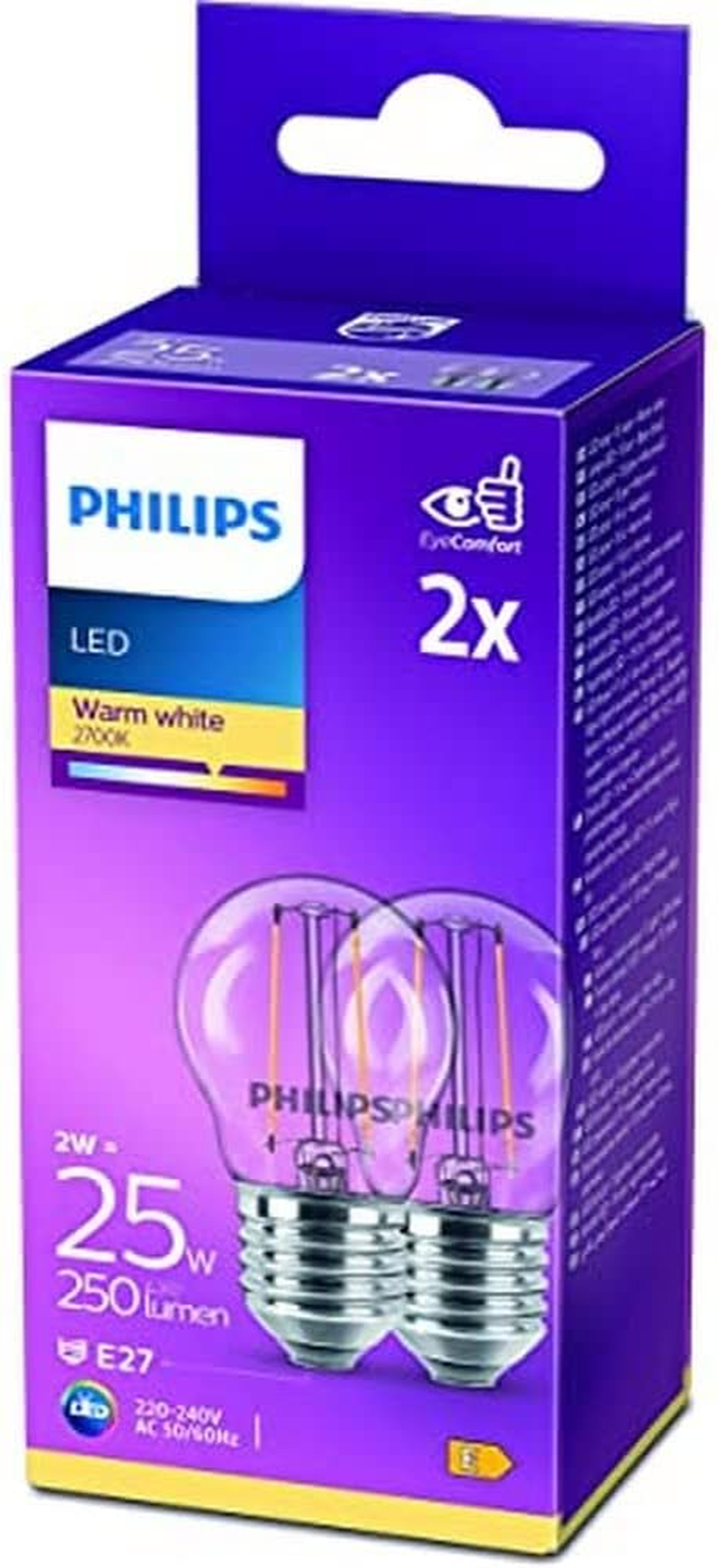 Philips LED Premium Classic P45 Clear Light Bulb 2 Pack [E27 Edison Screw] 25W, Warm White 2700K, Non Dimmable image number 5