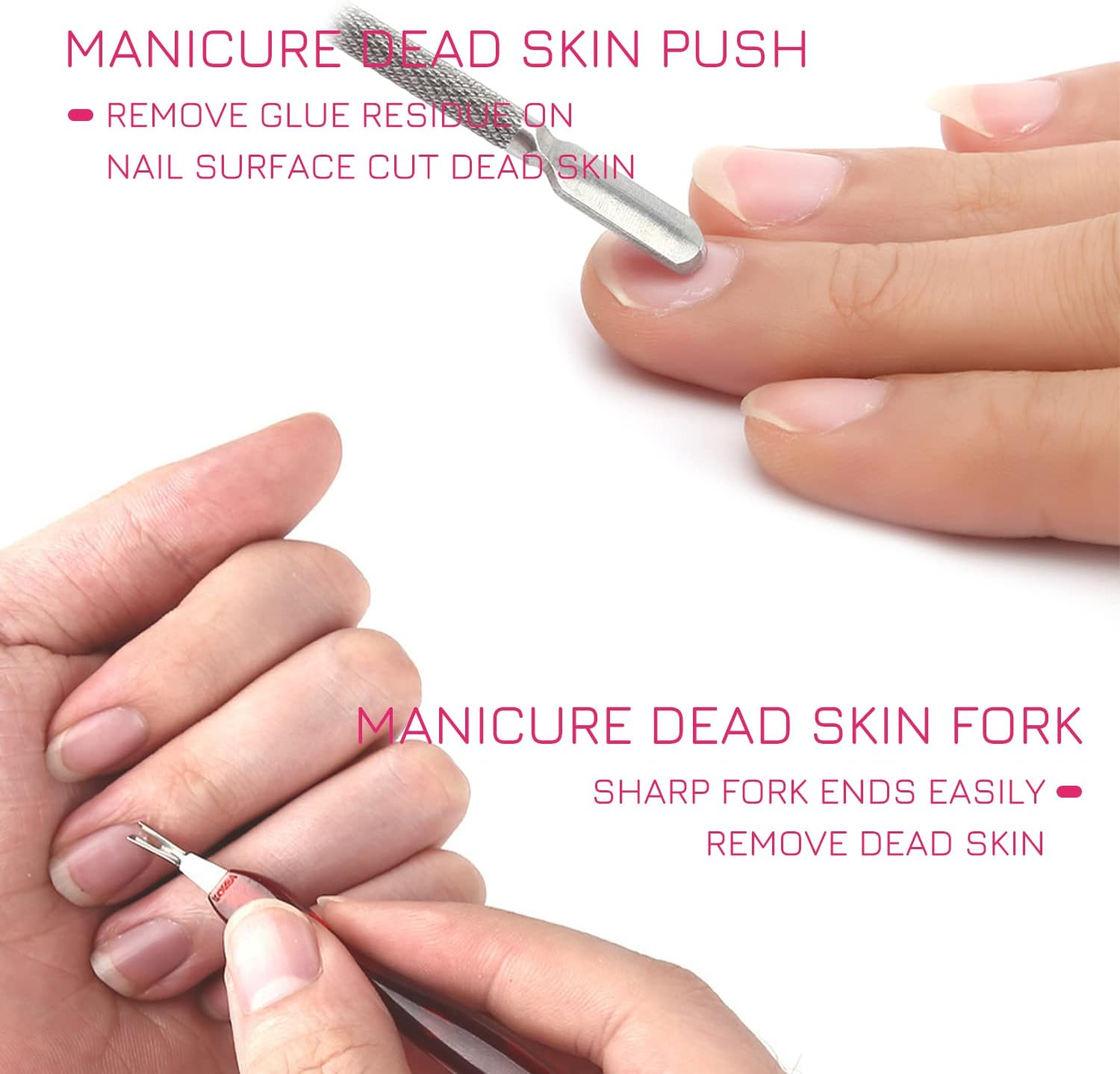 Pack of 2 Nail Soak Bowl with 1 Double Headed Cuticle Pusher and 1 V Shaped Cuticle Trimmer Knife, Thickened Plastic Nail Polish Tool, Nail Polish Remover Tray image number 1