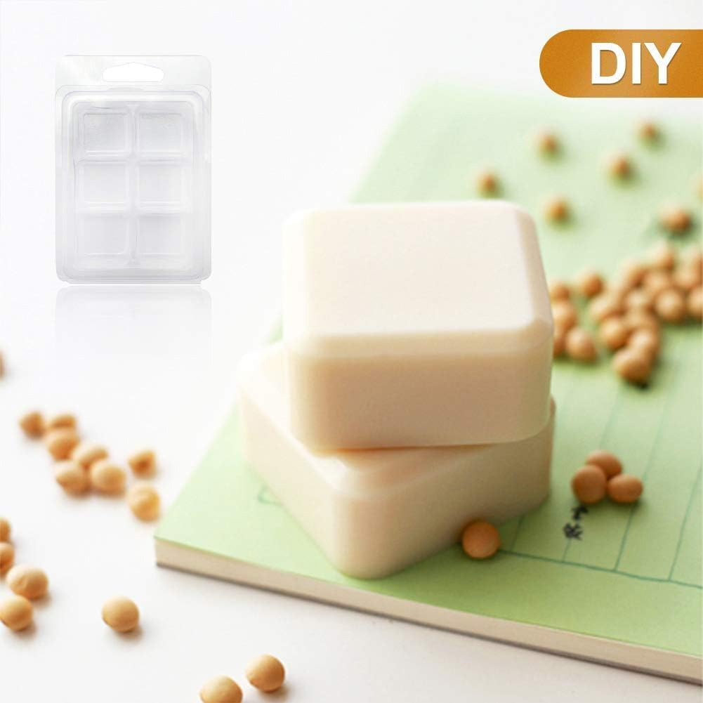 YSHIGUING Wax Melt Molds 50 Pcs 6 Cavity Resuable Clear Plastic Clamshell Mould Cube Tray for Candle Making and Soap Wax Melts Boxes image number 4