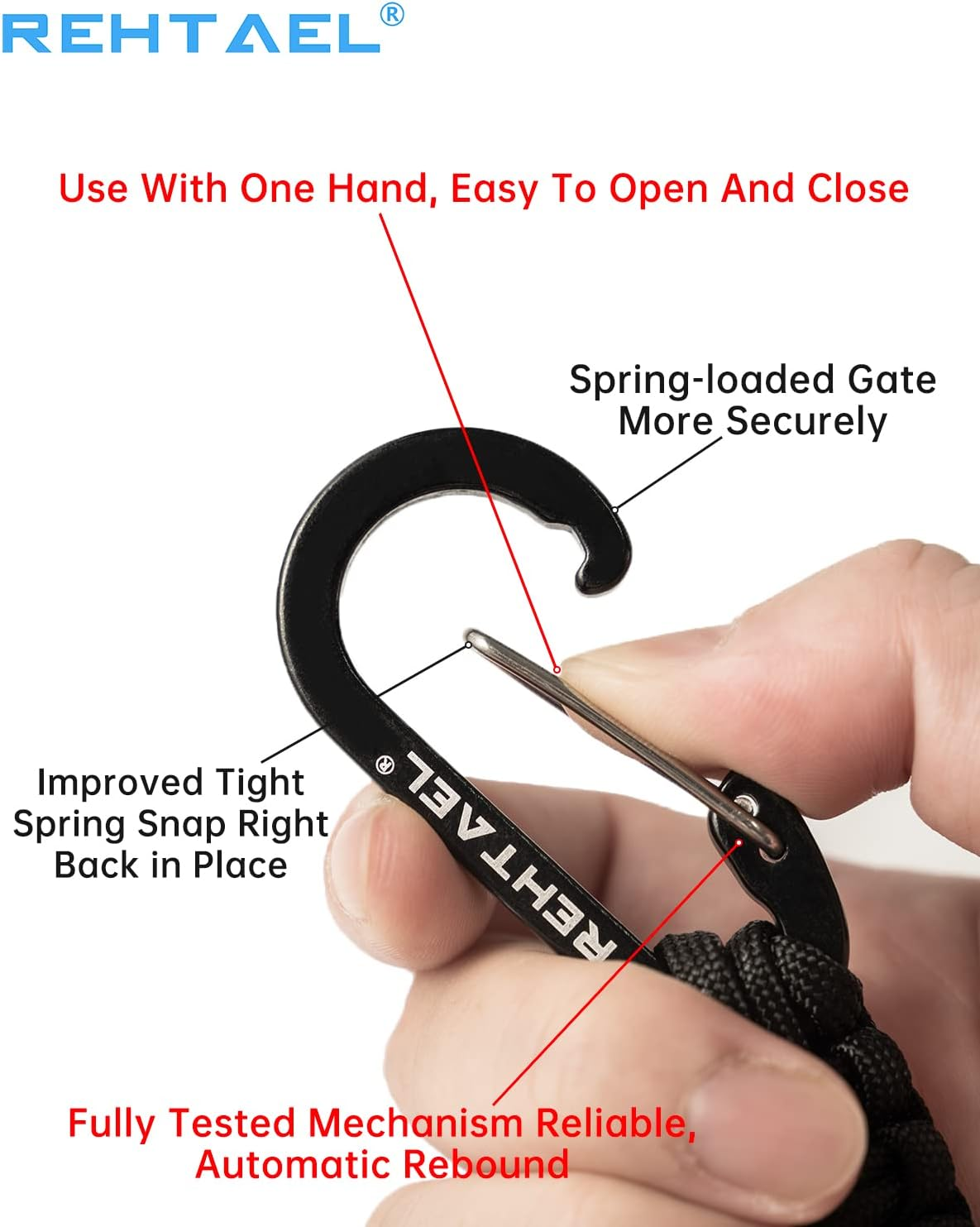 REHTAEL [4-Pack] Professional Paracord Keychain with Carabiner, Military Braided Survival Paracord Lanyard for Keys/Knife/Flashlight for Outdoor Camping/Hiking image number 6