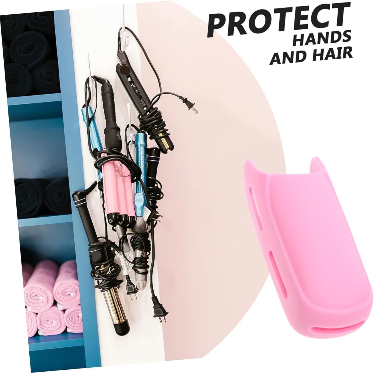 Beaupretty Heat Resistant Silicone Hair Iron Handle Cover for Curling Wands and Straighteners Removable Washable Protective Sleeve Compatible with Various Hair Styling Tools Easy to Install