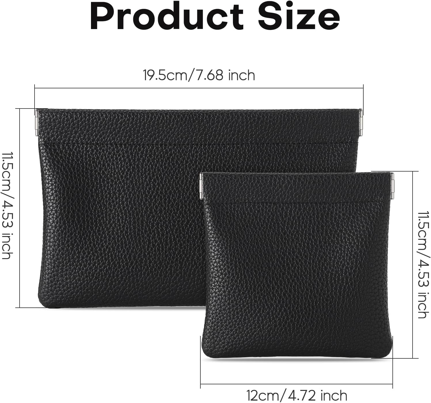 Sightor Leather Pocket Cosmetic Bag for Purse, 2 Pack Small Makeup Bag for Women Coin Purse Lipstick Cosmetic Accessories Organizer Travel Cosmetic Pouch, Black, Solid - Creamy image number 3
