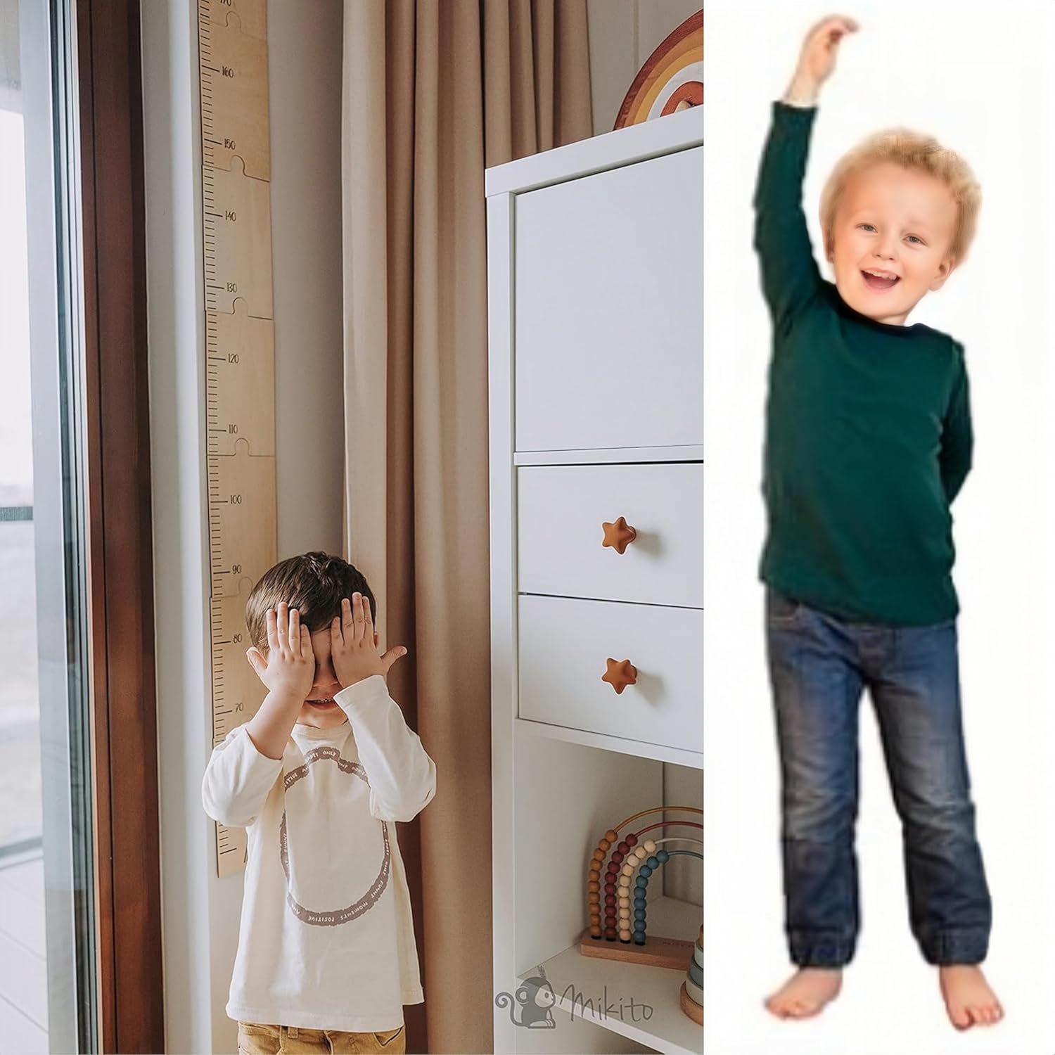 1 Set Height Ruler Wooden Ruler,Height Chart, Wooden Growth Chart for Wall,Perfect Nursery,Room Decor to Measure (210Cm) image number 3