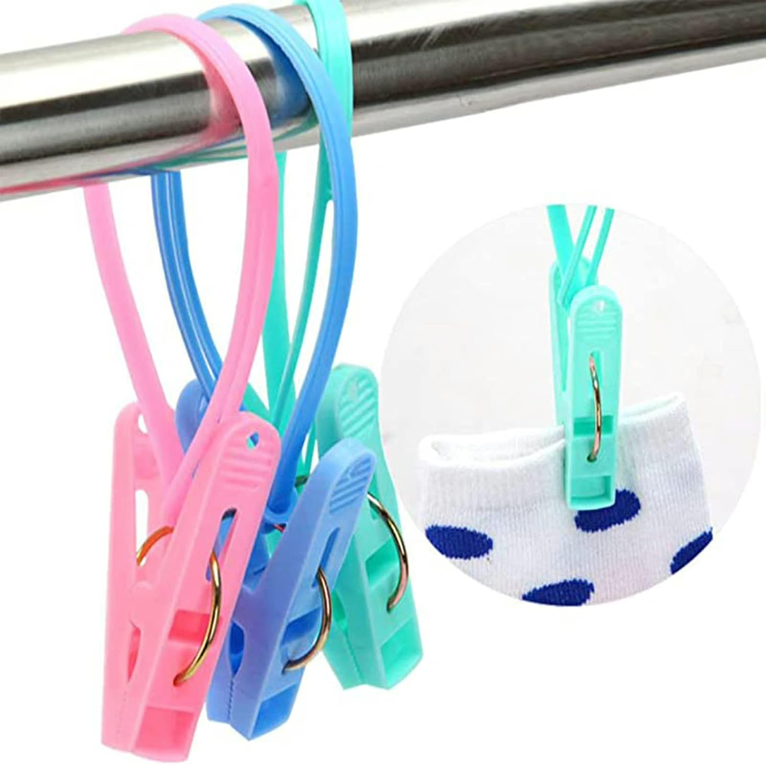 12Pcs Portable Clothespins Drying Clip Laundry Hook Hanger Clothesline Travel Home Clothing Pegs Hanger image number 2