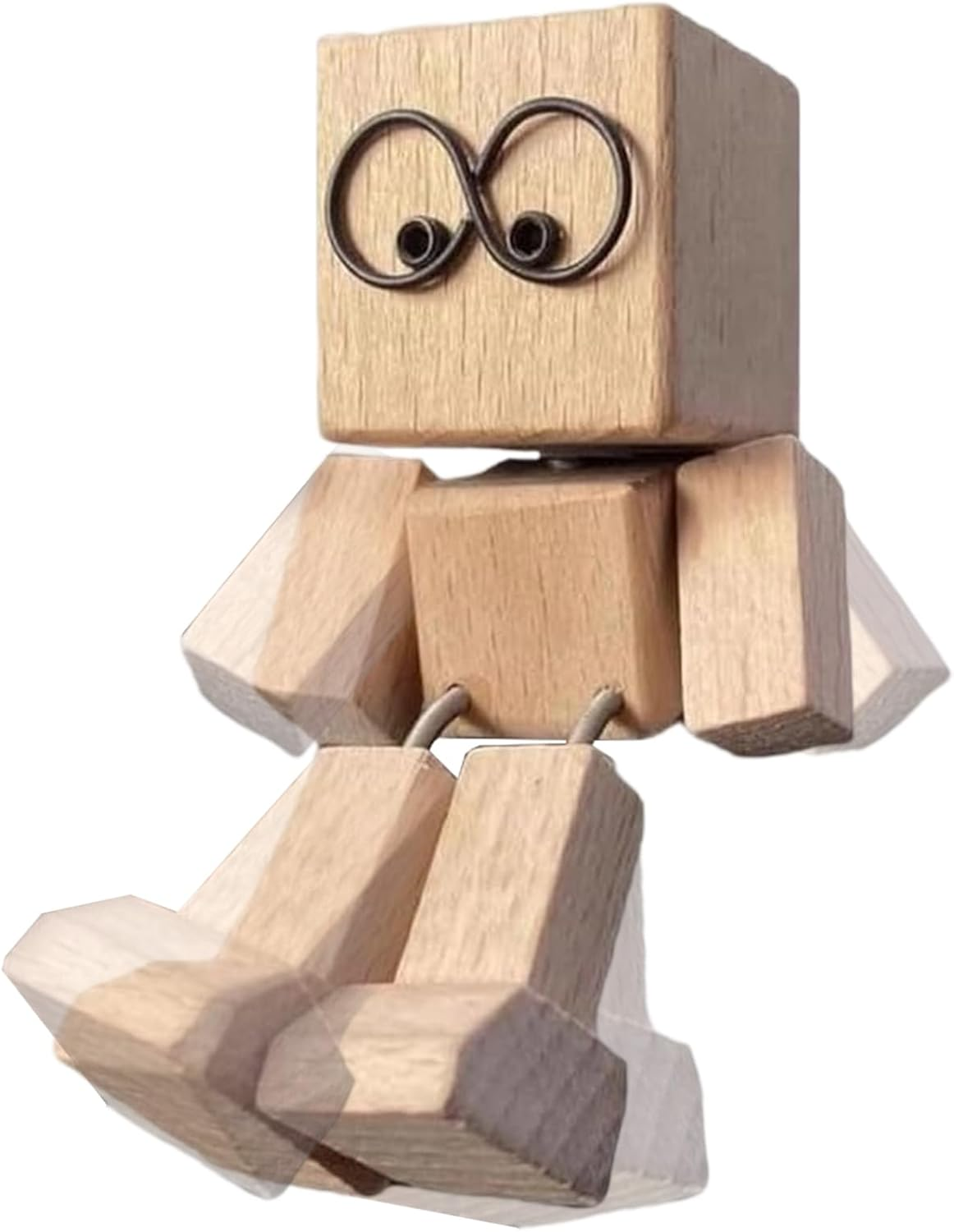 Shaking Wooden Man Figurine, Car Ornaments Charming Little Wooden Figure That Sways, Handmade Shaking Feet Figure Doll for Car Dashboard image number 1