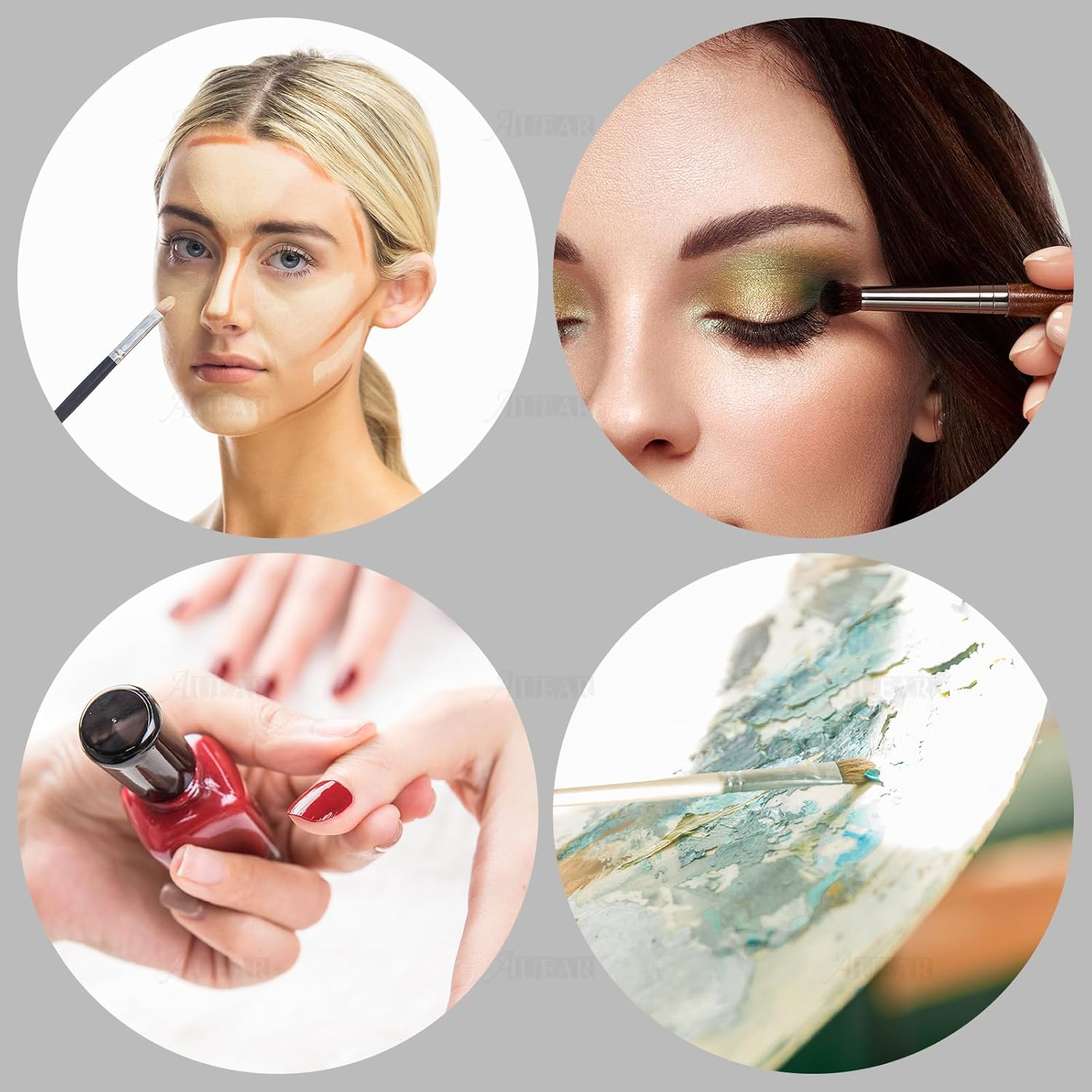 AUEAR, 2 Pack Hand Makeup Mixing Palette Handheld Clear Cosmetic Nail Art Manicure with Pieces Spatula for Foundation