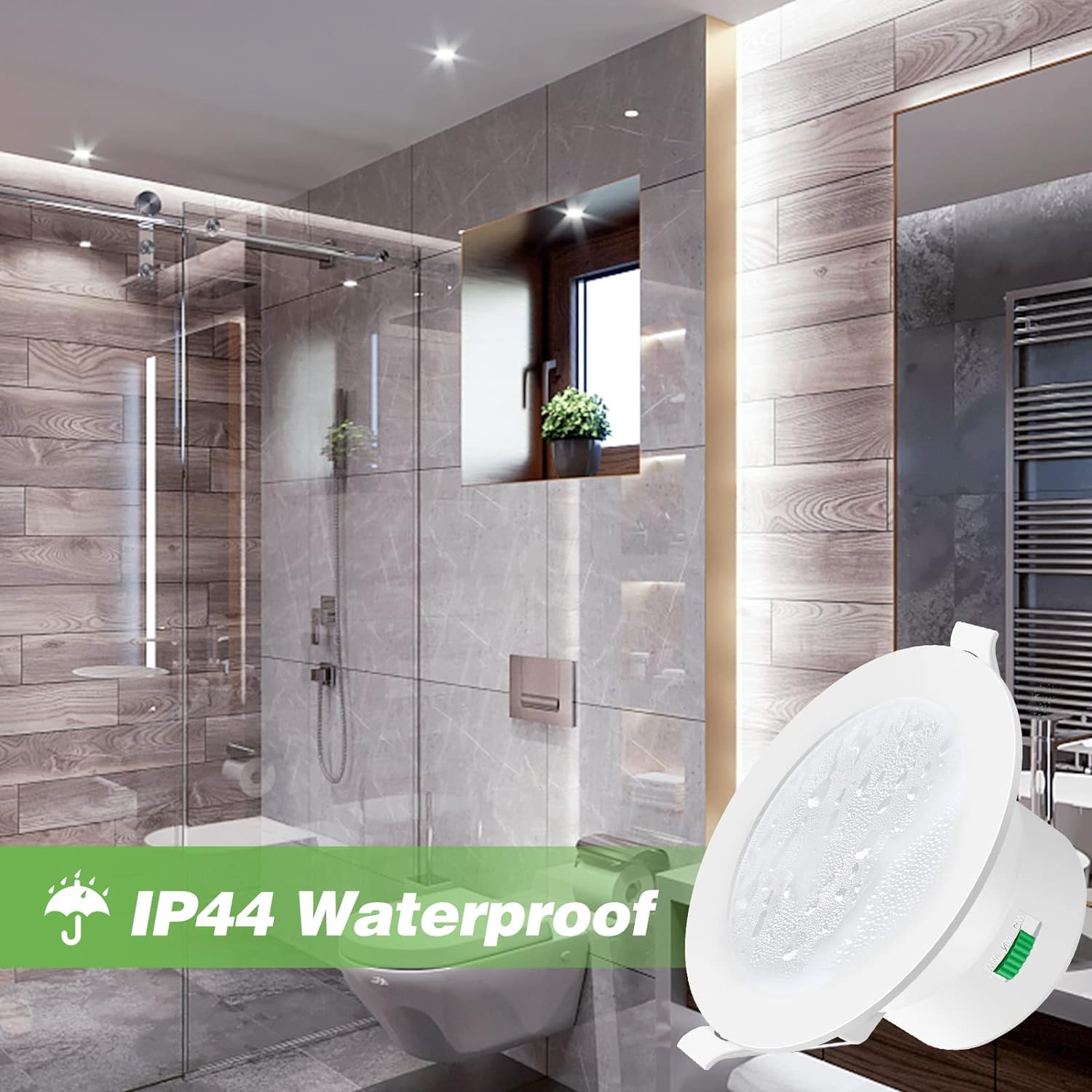 ALUSSO 14W LED Downlight Kit 120Mm Cutout Dimmable IP44 Recessed Ceiling Light with CCT 3 Lighting Colors Adjustable 3000K Warm/ 4000K Neutral/ 5700K Cool, White, Pack of 10,AUS Plug image number 6