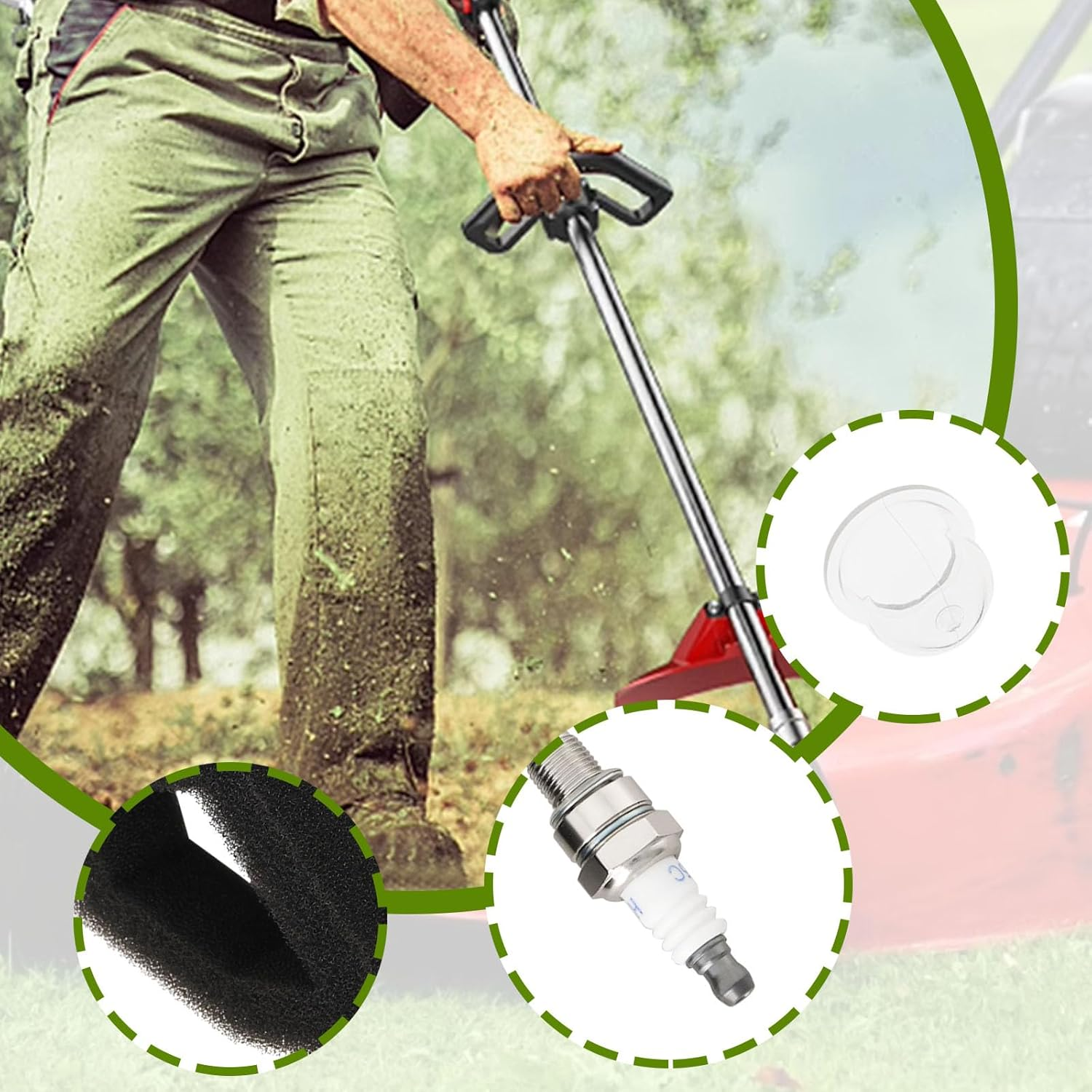 YINETTECH 1Set Mower Air Filter with Spark Plug Primer Bulb Replacement Part Compatible with 17211-Z0Z-000 17211Z0Z000 Compatible with Honda GX35 GX35NT HHT35S 35Cc 4 Stroke 1.3 HP Small Engine image number 5