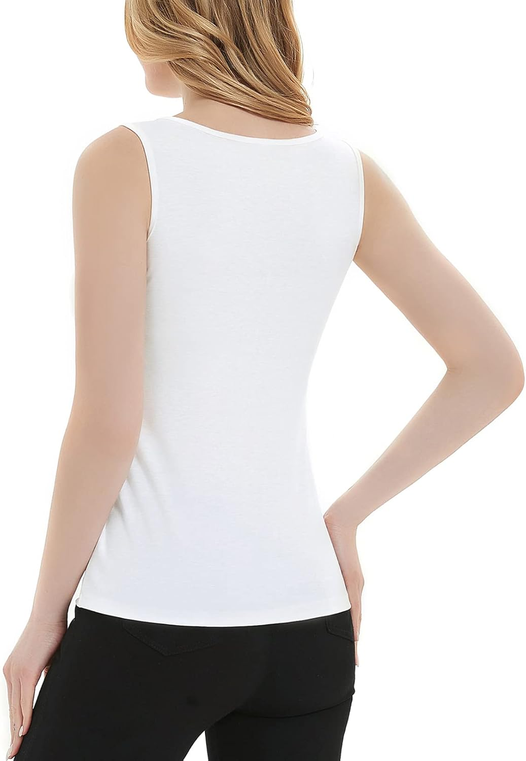 Nursing Tank Tops for Women Scoop Neck Sleeveless Breastfeeding Shirt image number 3