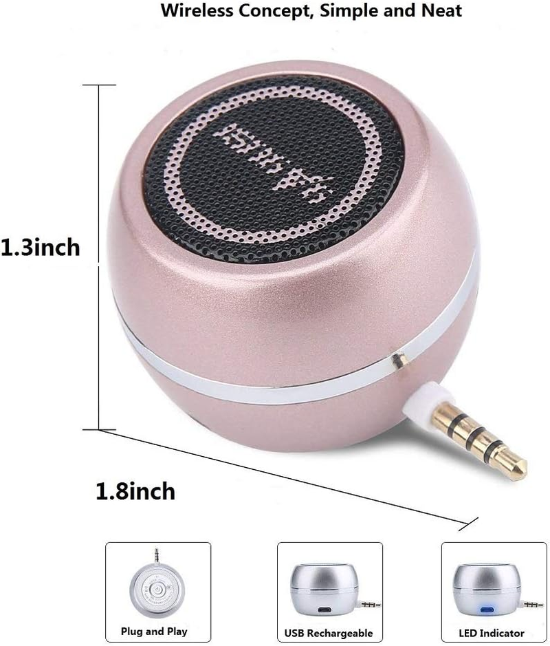 Mini Portable Speaker with 3.5Mm Aux Input Jack, 3W Mobile Phone Line-In Speaker for Iphone Ipad Ipod Tablet Cell Phones, Gifting for Girls/Kids, Rose Gold - Rose Gold image number 4