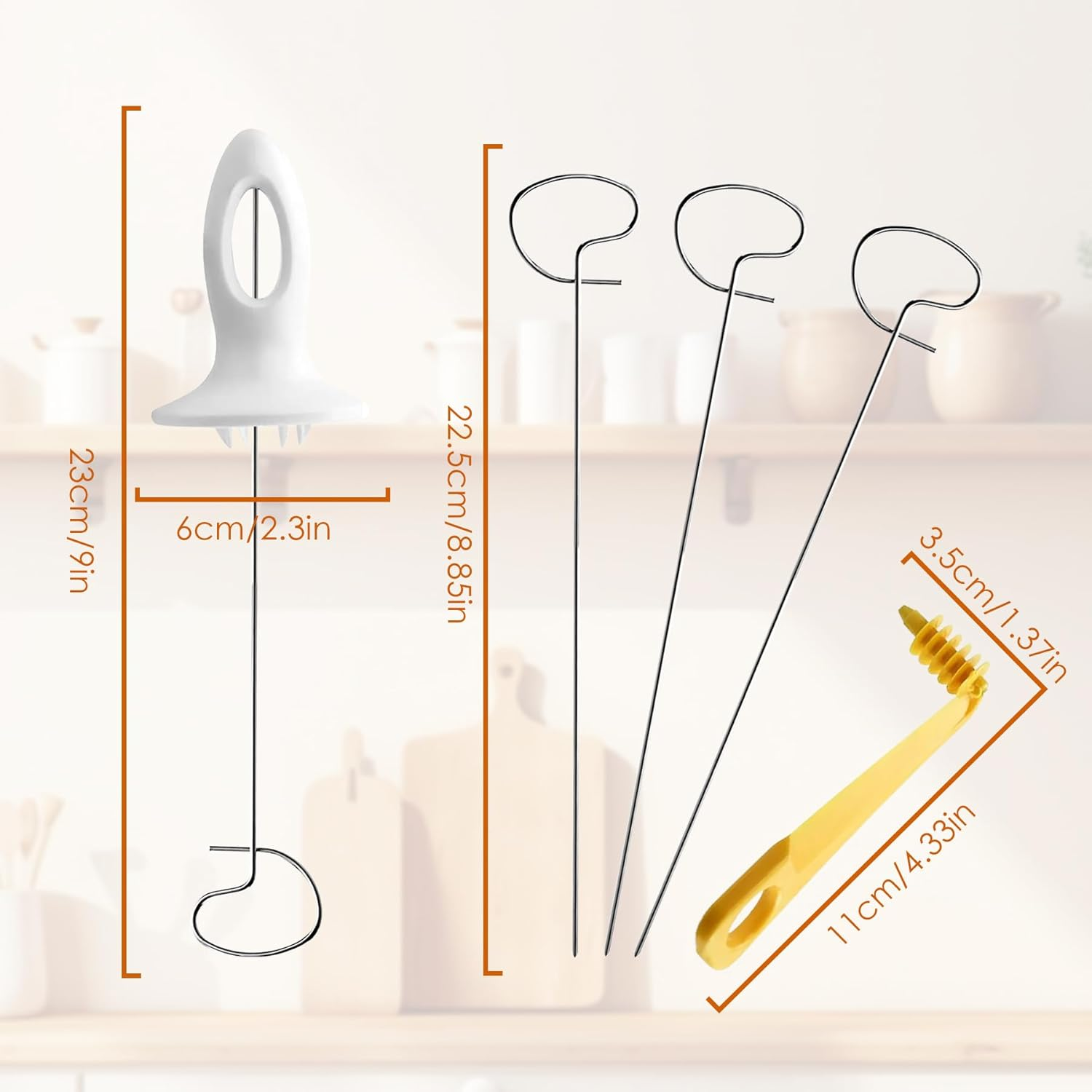 EKIND Tornado Spiral Potato Cutter Manual Slicer, Multi-Function Hand-Cranked Vegetable Spiralizer with 4 Stainless Steel Sticks, Smooth Handle, Anti-Slip Base, for Green Melon, Radish, Spiral Tower image number 5