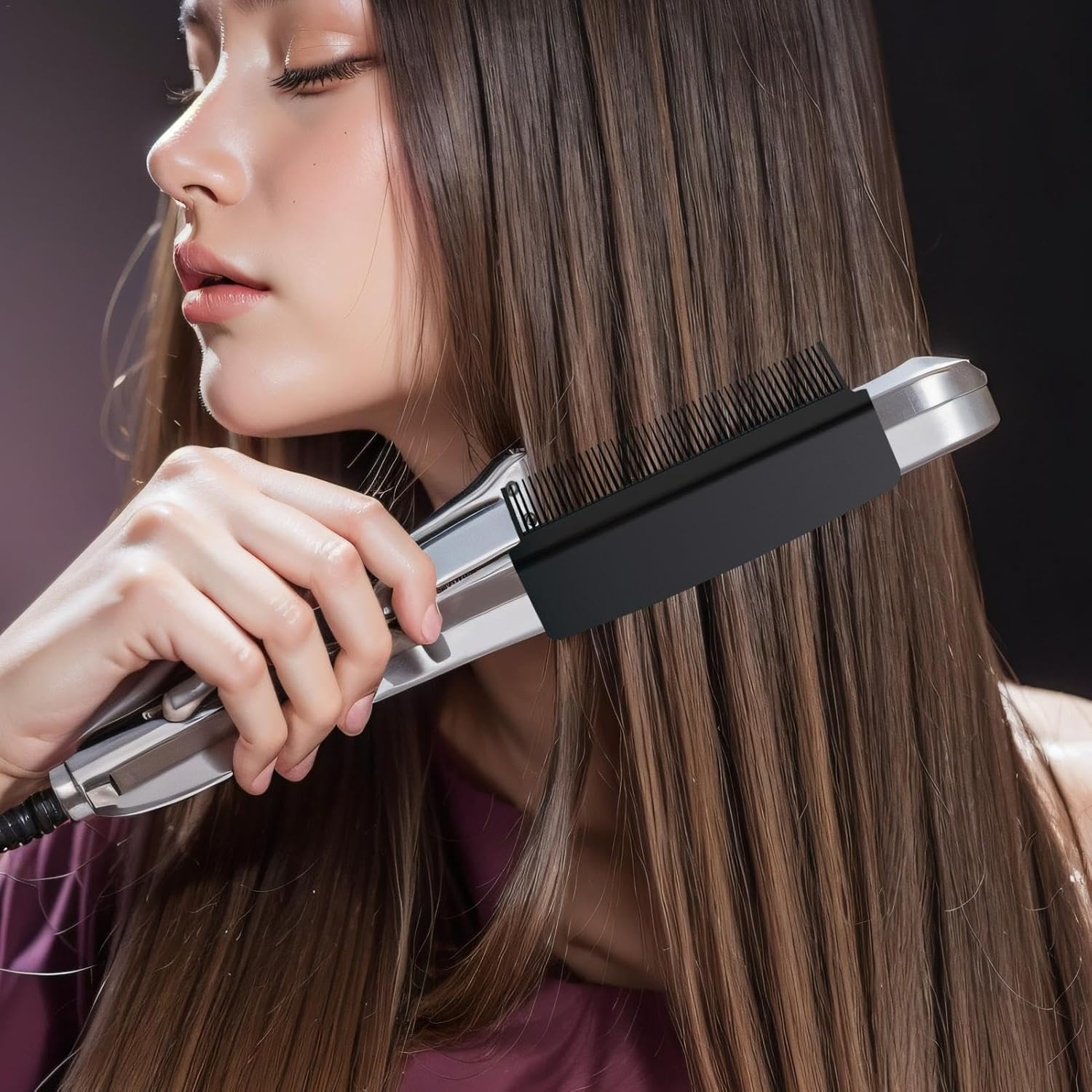 Comb Attachment for Flat Iron | Straightener Comb Styling Comb | Hair Straightener Comb Hair Straightening Comb, Straight Hair Comb Attachment, Grip Comb for Flat Iron - Black image number 4