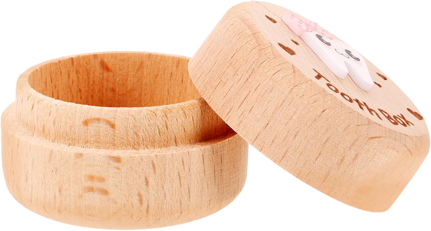 Wooden Tooth Keepsake Box for Boy Girl Cute Tooth Storage Organizer for Boys Girls Compact Neat Design Hair Nurseries image number 2