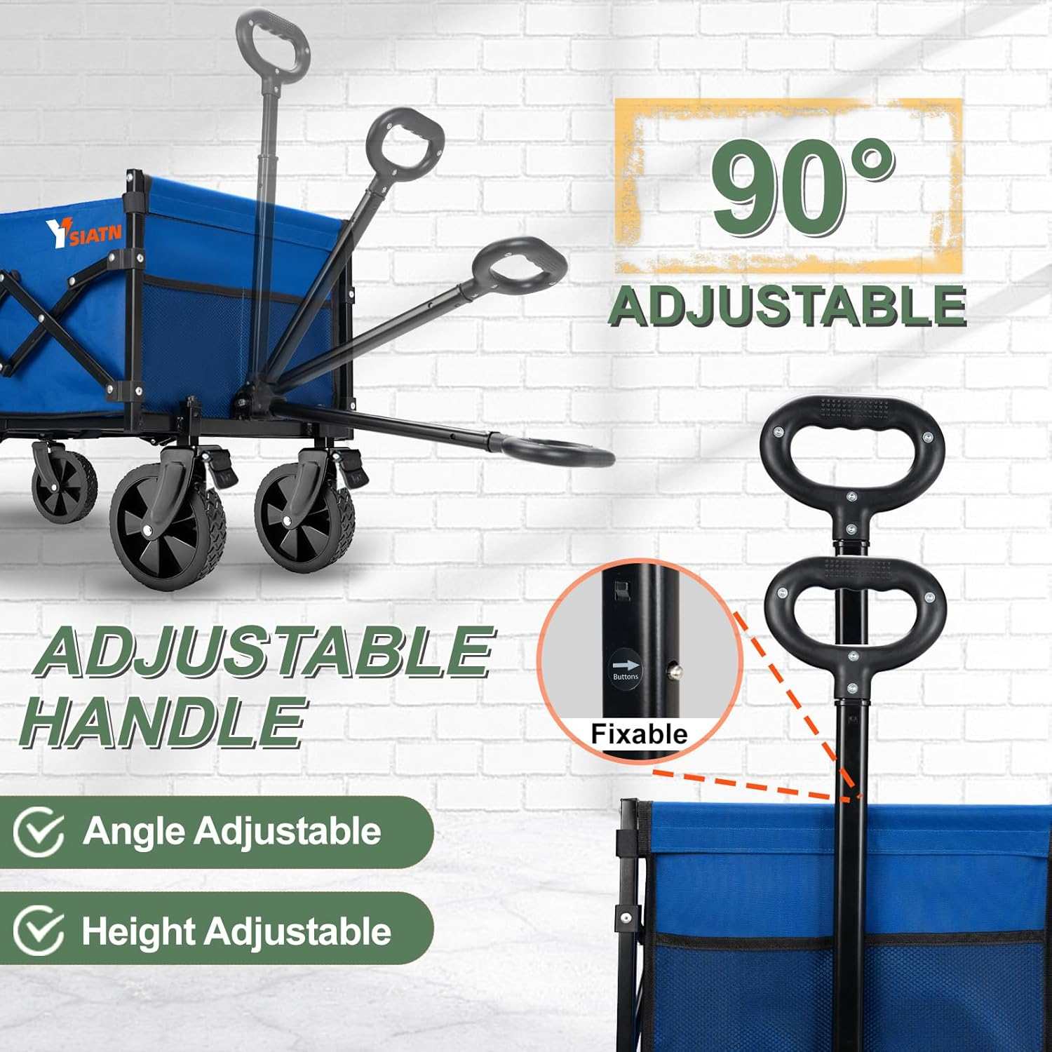 Collapsible Folding Wagon Cart with Tailgate - 300Lbs Heavy Duty Foldable Utility Wagon and Brake Wheels - 100L Lightweight Grocery Wagons for Shopping Camping Sports Garden, Blue image number 6
