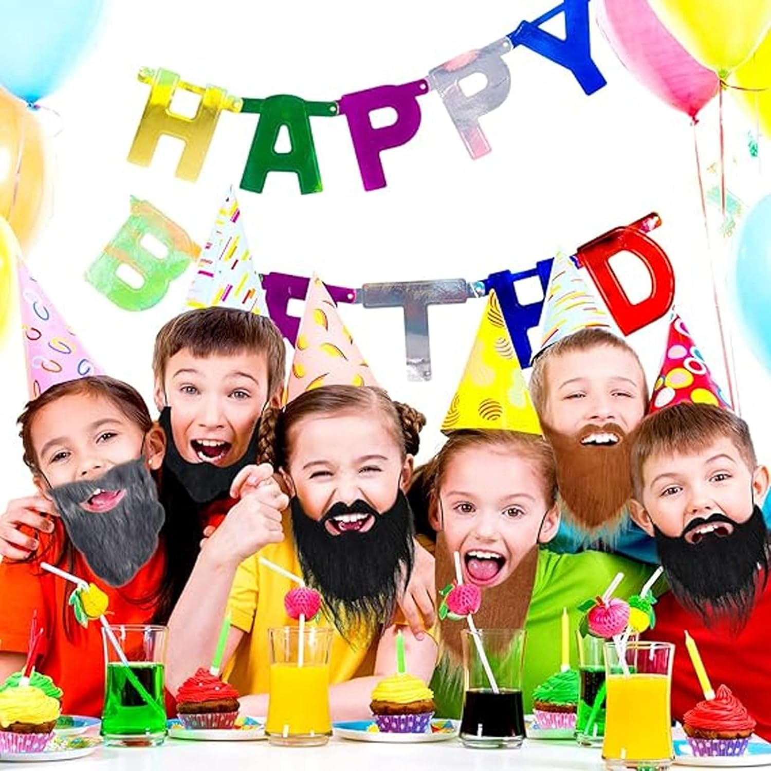 4 PCS Fake Mustache, Fake Beard, Self Adhesive Funny False Costume Whisker for Christmas Halloween Party Adults Children image number 2