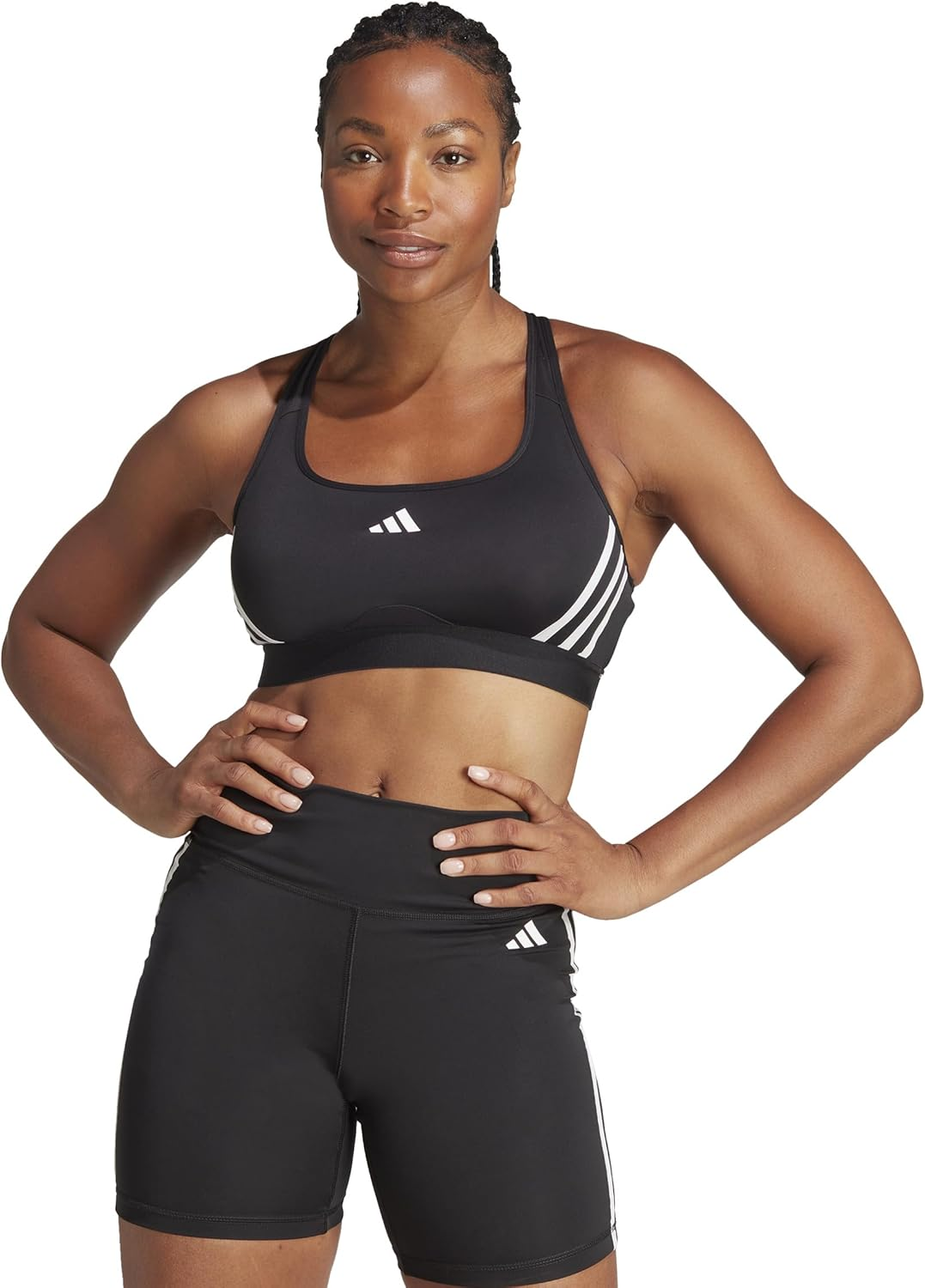Adidas Performance Powerimpact 3-Stripes Women'S Medium-Support Training Bra, Black/White image number 3