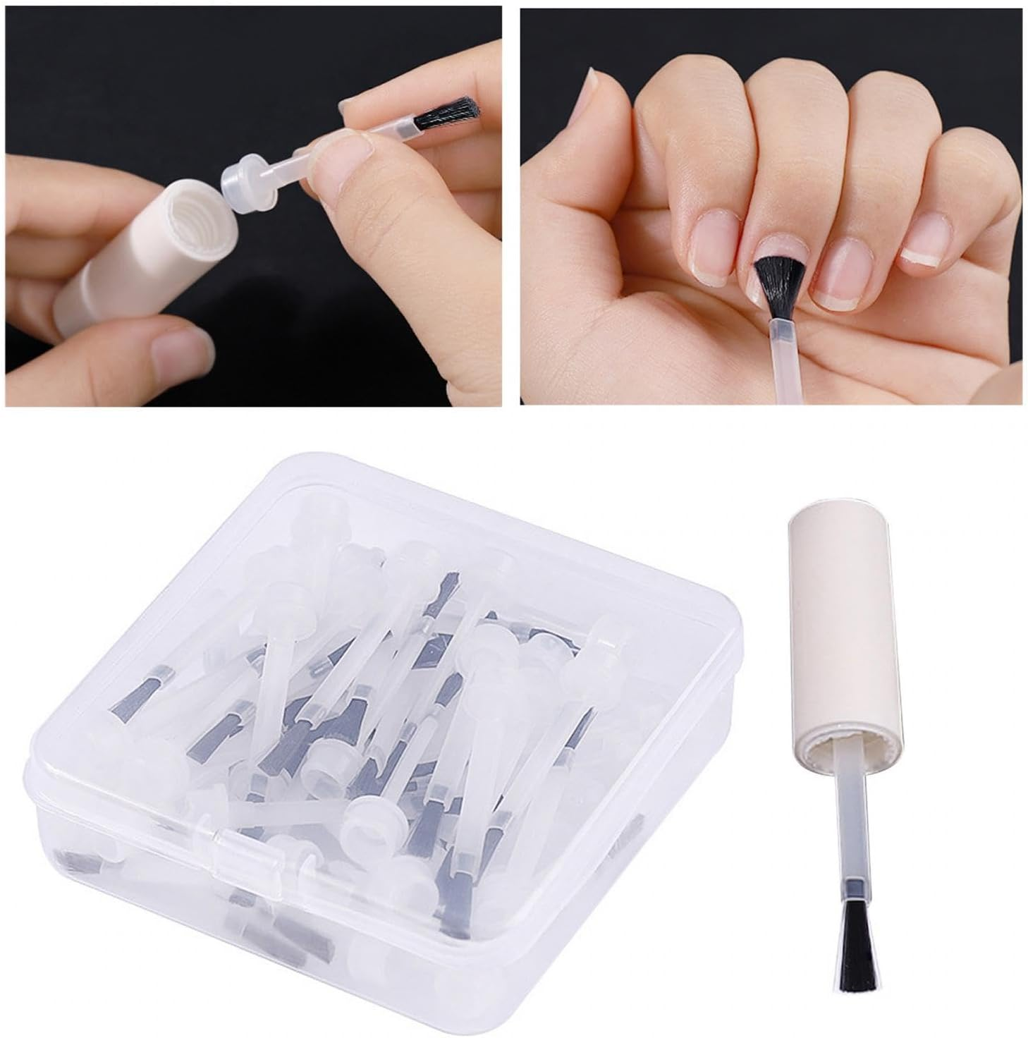 "Abbraccia" 50 Pieces Nail Polish Brush Liquid Applicators Brush Universal for Most 15Ml Dipping Powder Liquid Bottles Nail Gel Brush image number 1
