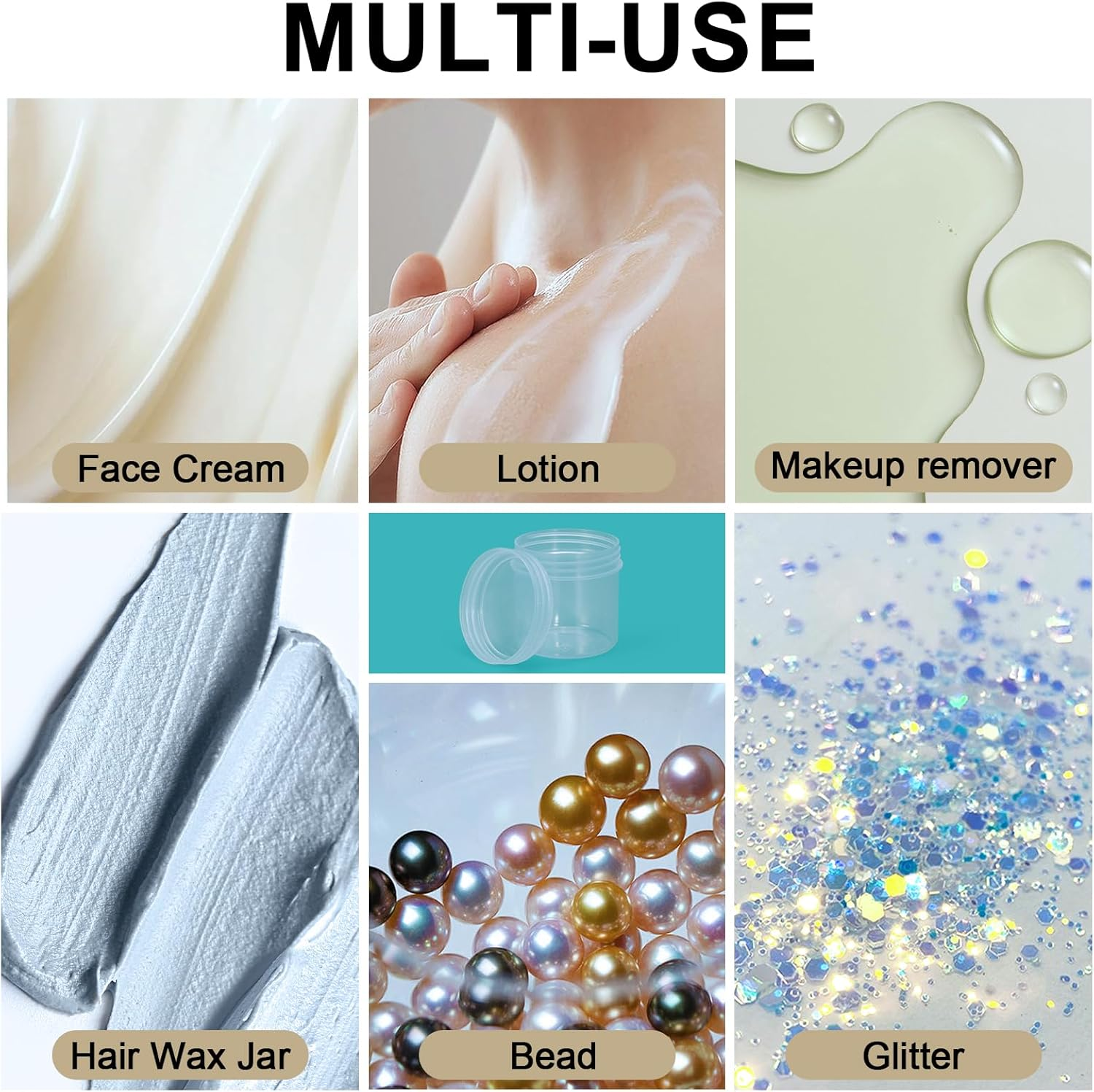 UMETASS TSA Approved Wide Mouth Travel Size Containers, PP Clear Leak Proof Travel Plastic Jars with Lids for Creams Lotion Cosmetic, Jewelry Beads, Sample, Small Items Storage (1 Oz, 4 Pcs) image number 2