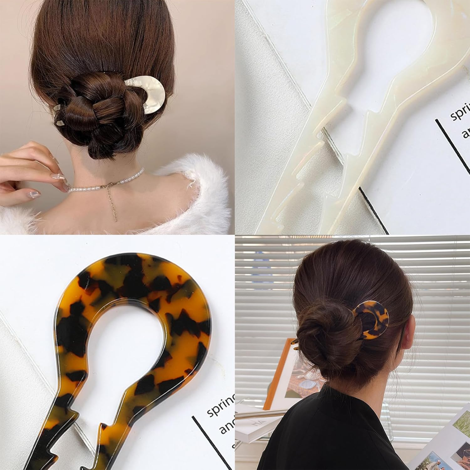 TYXHXTF Pack of 3 U Shaped Hair Pins, Hair Pin Bun French Hairpin, U-Shaped Hair Clips, Large Hair Pin for Women Girls image number 1