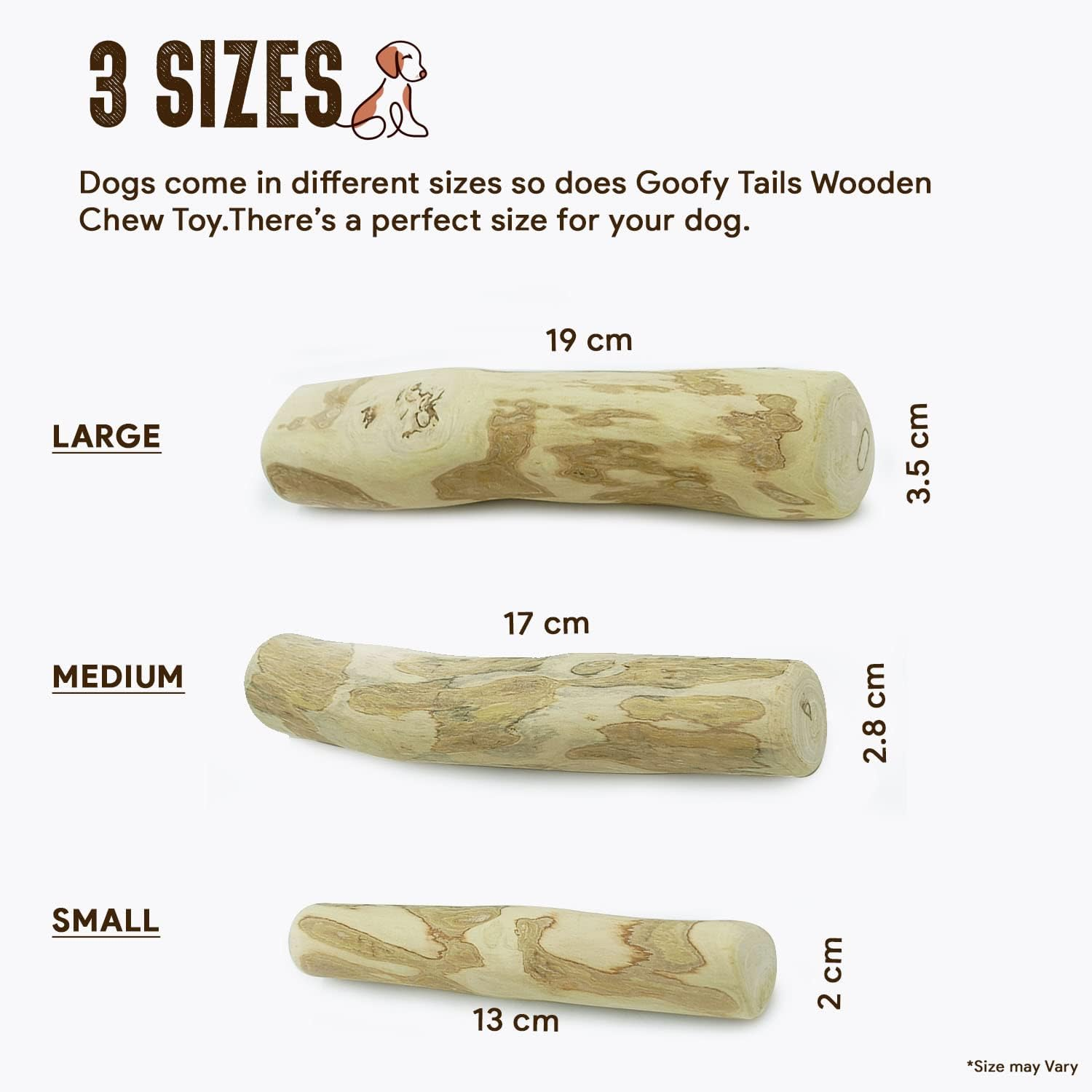 Goofy Tails Coffee Wood Chewing Stick for Dogs | 100% Natural, Caffeine Free Chew Toy for Dogs | Dental Care & Training Chewing Stick | Handmade Durable Toy for Aggressive Chewers (Large) image number 1