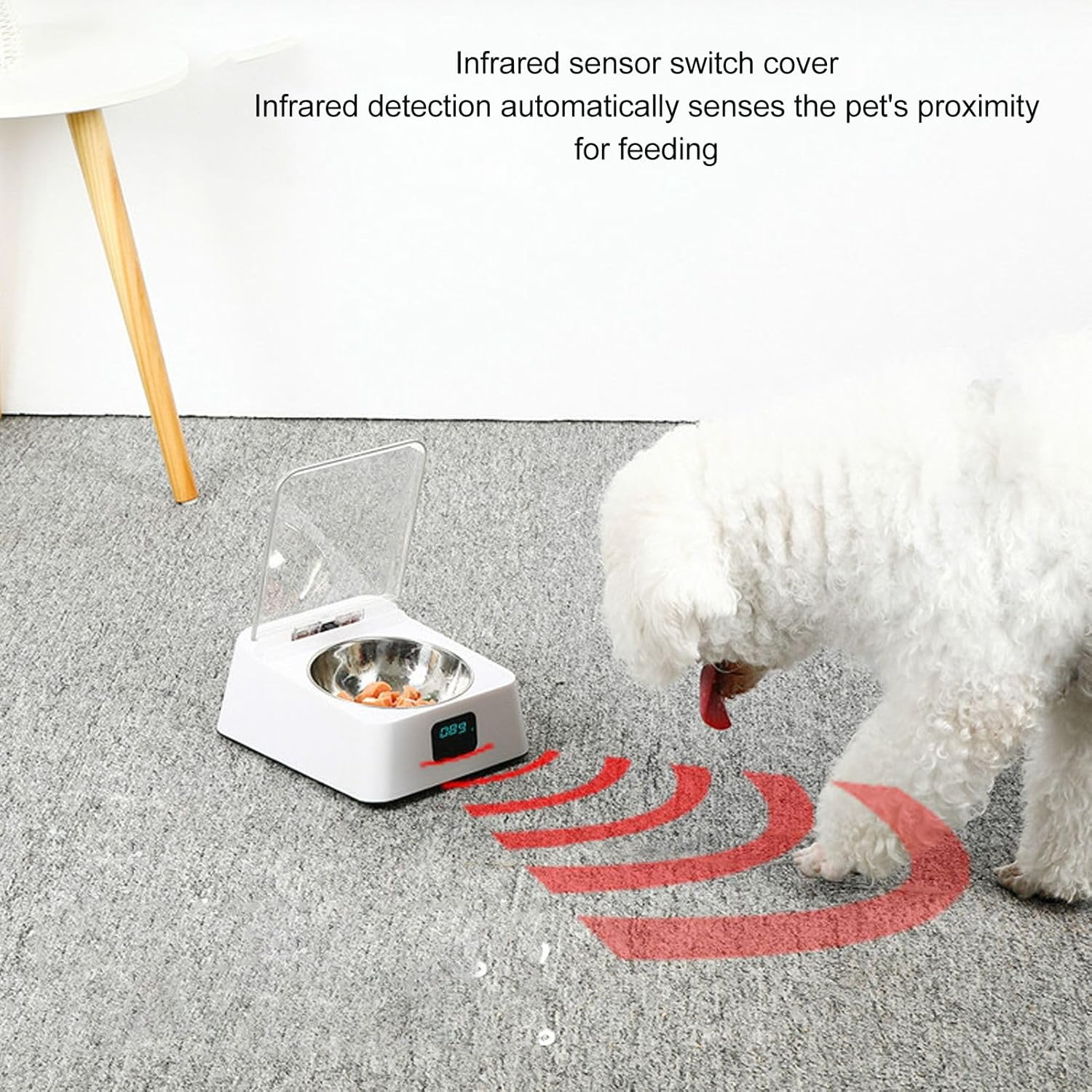 LICAEVEY Automatic Cat Feeder, Infrared Sensor, Smart Sensing, 350Ml Bowl, ABS & Stainless Steel, Cat Intelligent Automatic Feeder image number 2