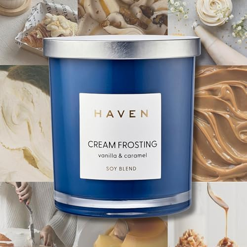 Haven Vanilla & Caramel Scented Soy Blend Wax Candle - Cream Frosting Aromatherapy Home Fragrance & Decor image number 5