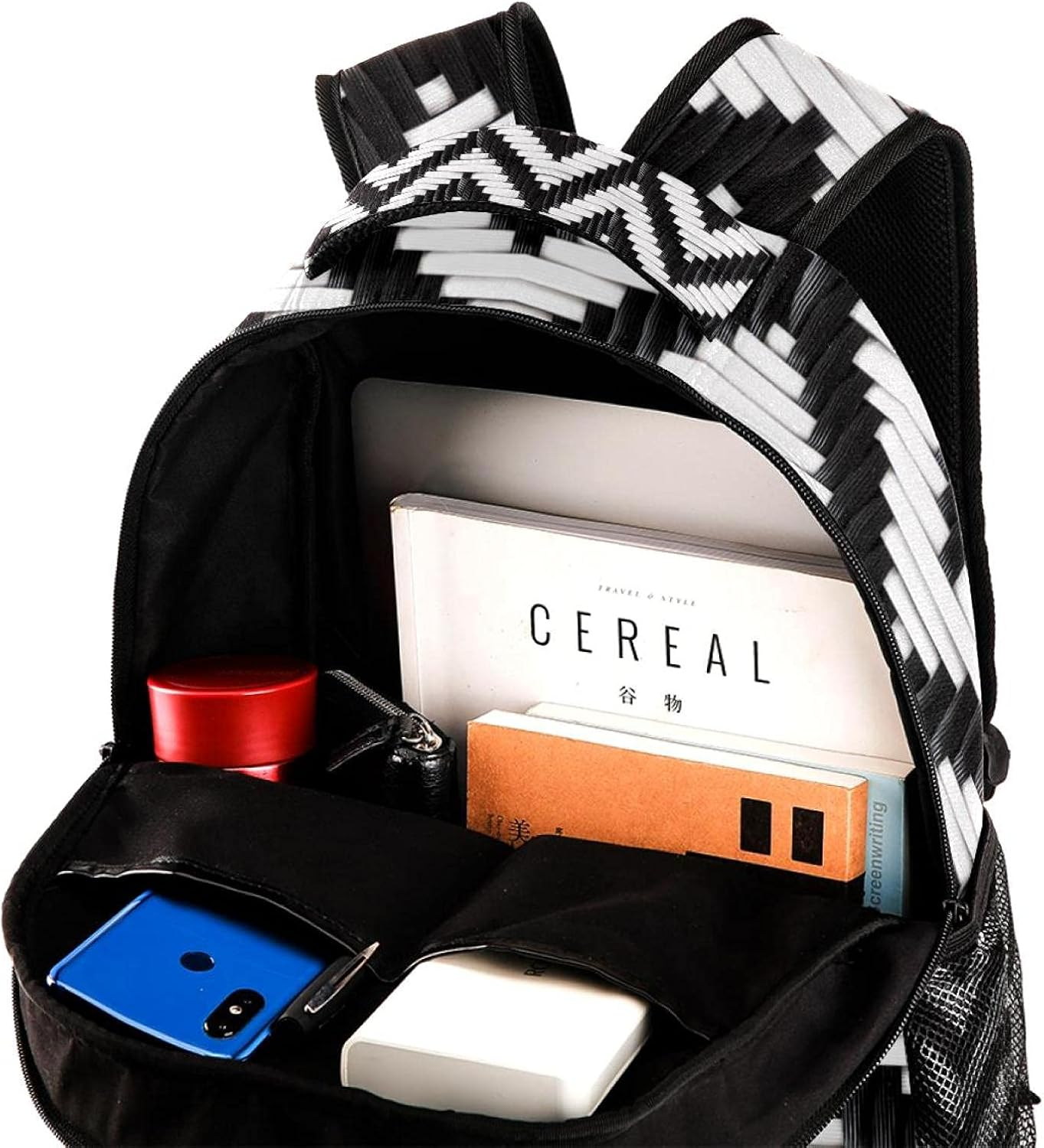 Zigzag Backpack Students Shoulder Bags Travel Bag College School Tote Backpacks image number 4