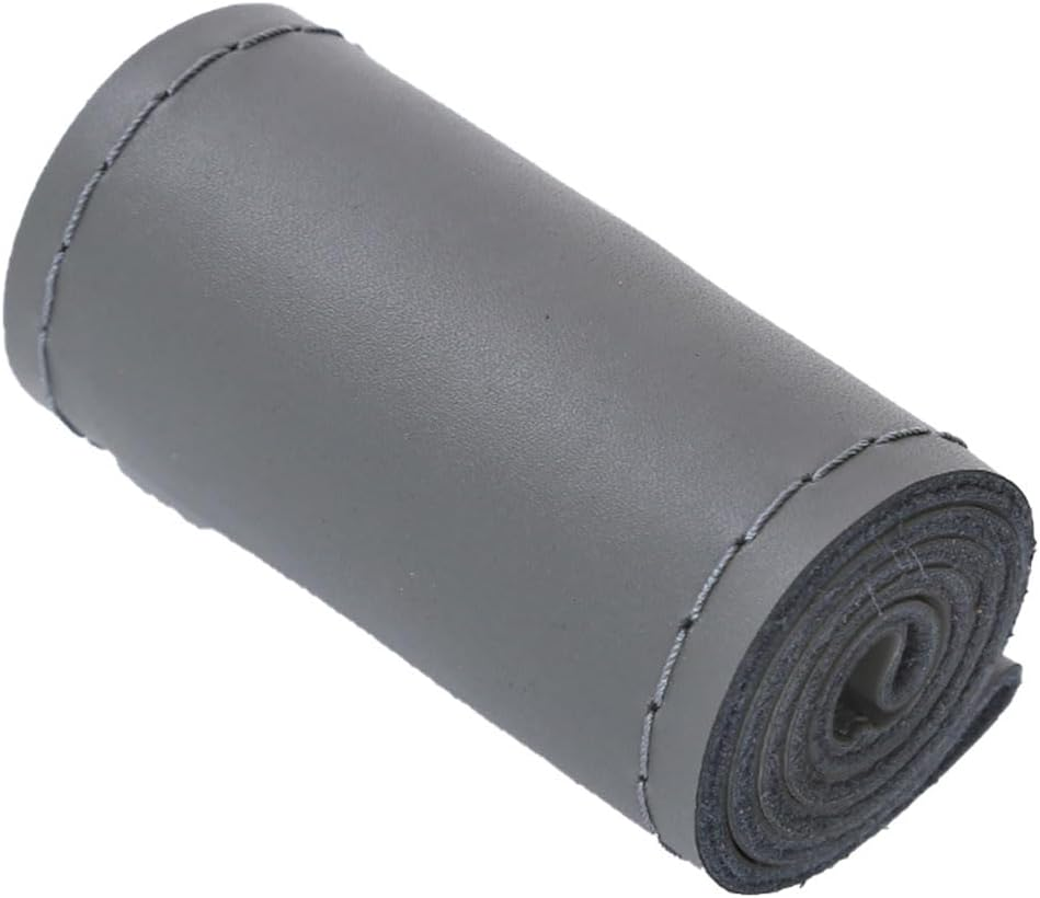 AIMALL Real Cow Leather DIY Car Steering Wheel Cover - Soft Glossy Finish, Fits 37Cm-38Cm (15 Inches) Steering Wheels