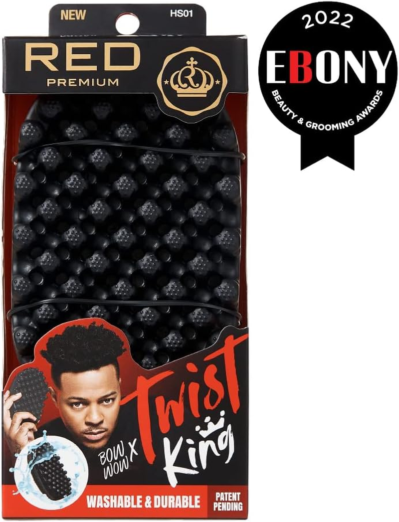 RED by Kiss Bow Wow X Twist King -Premium Luxury Twist Styler Brush with Large Styling Pik, Durable Washable Afro Curl Sponge Racket for Barbers and Daily Use, Ideal for Curly, Coiled, 4C Hair image number 2