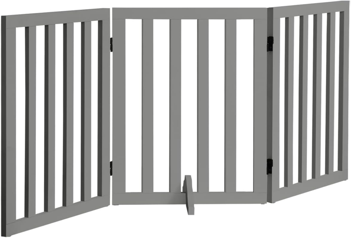 Dog Gate with Support Leg Pet Gate Fence 142 X 60.5 X 2Cm Grey image number 5
