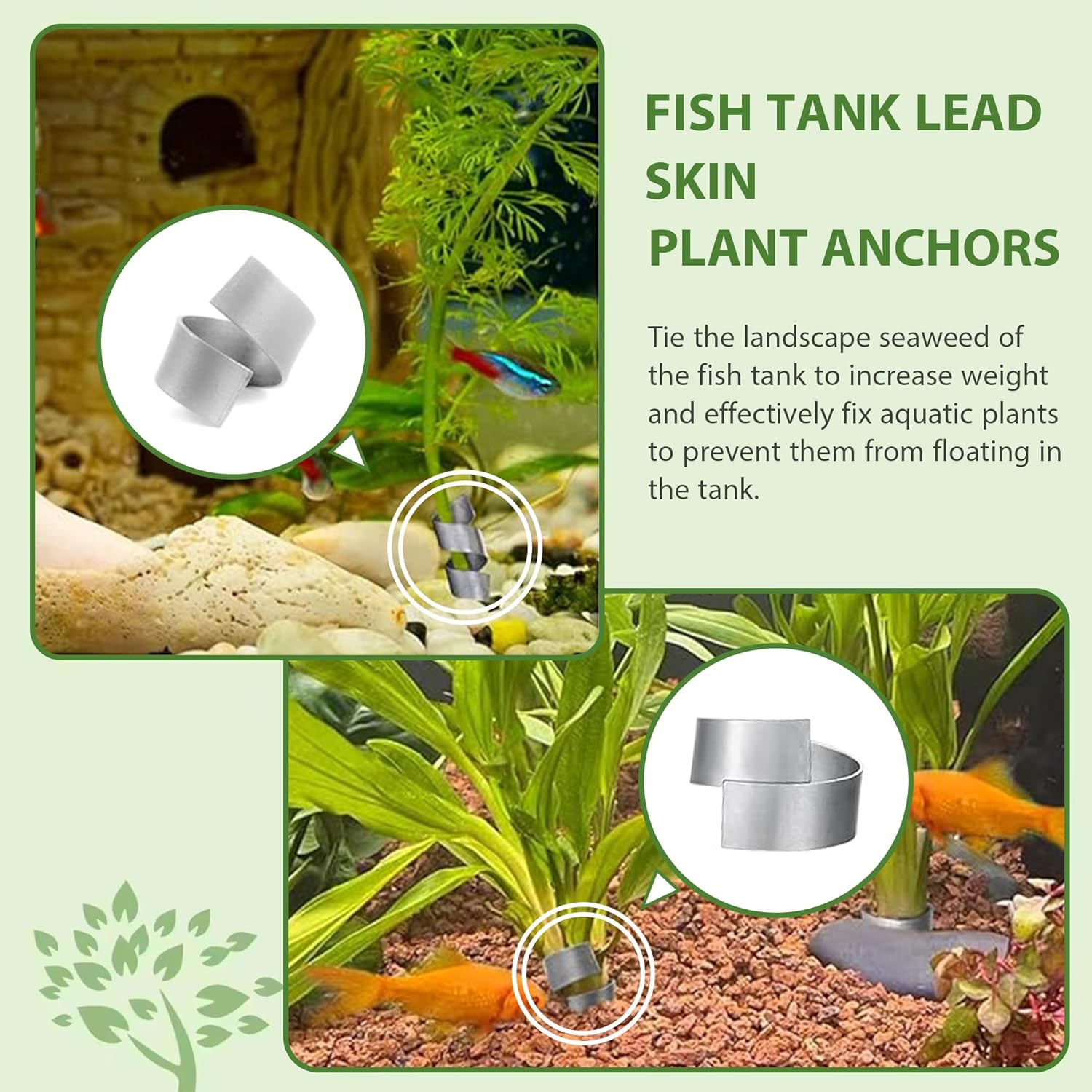 22Pcs Aquarium Plant Weights for Fish Tank - Aquarium Plant Anchors Live Plants Fixed Ring Base, Non-Toxic Weighted Blocks to Hold Aquatic Live Plants Underwater image number 2
