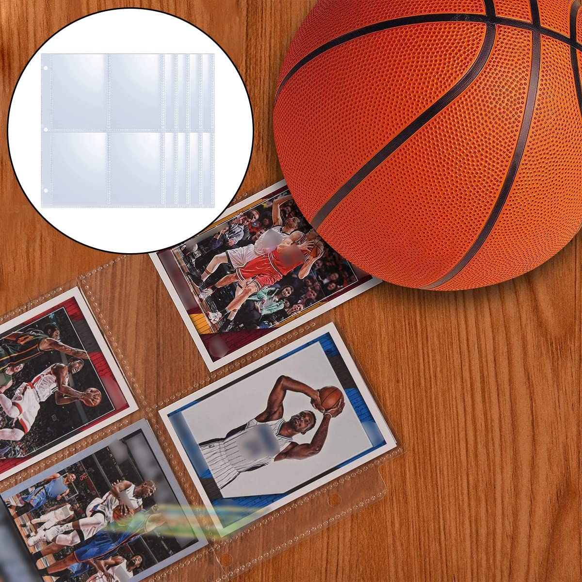 Pockets Binder Card Sleeves, 30 Pcs Double Sided 4 Pocket Trading Card Sleeves Pages for 3 Ring Binder, Clear Flexible Card Page Sleeves image number 4