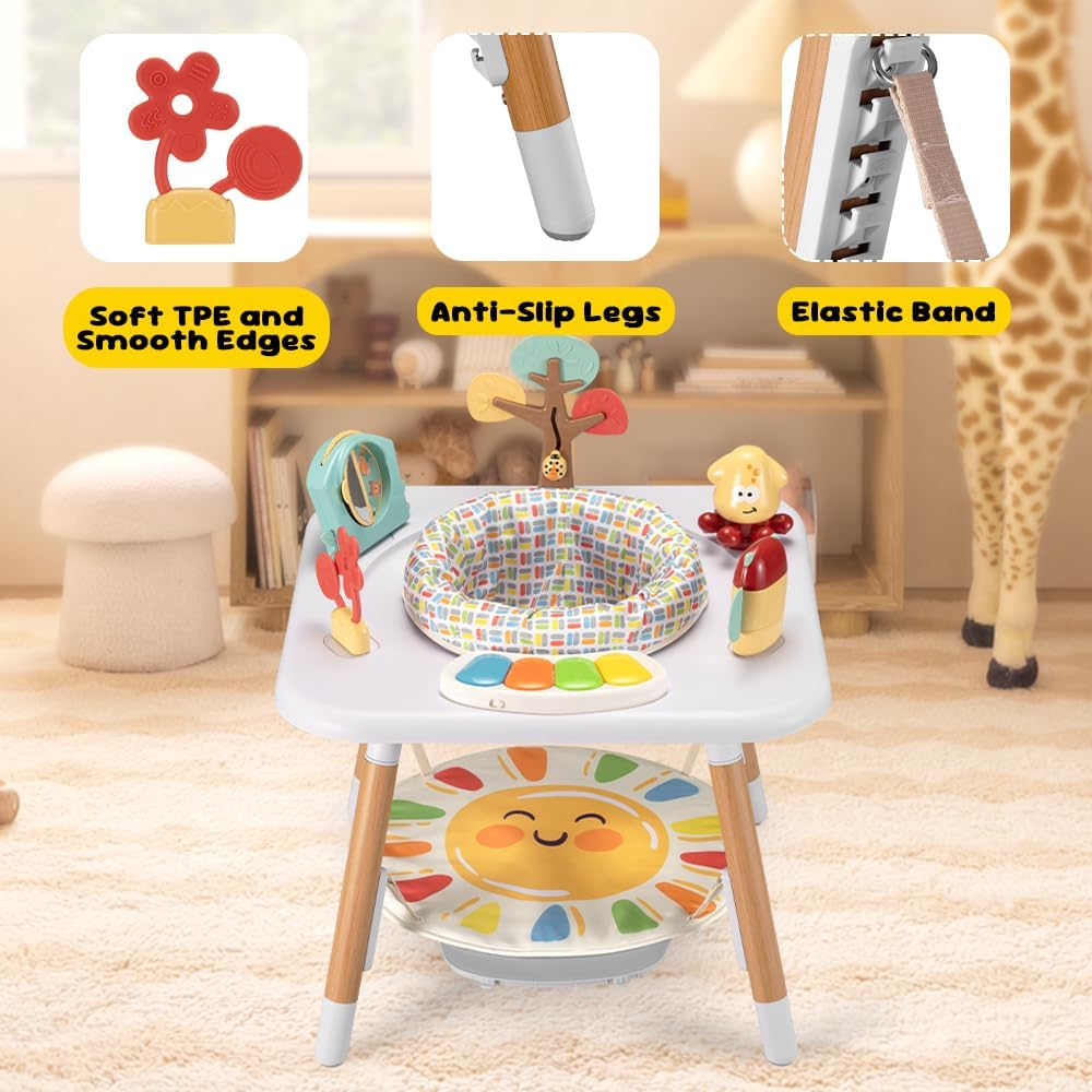 Playpals Baby Activity Center, Baby Jumpers and Bouncers with 6 Removable Toys, 360&deg; Rotary Seat, 5 Adjustable Heights, Interactive Play Center for Toddlers Boys Girls 6 Months+ (White) image number 6