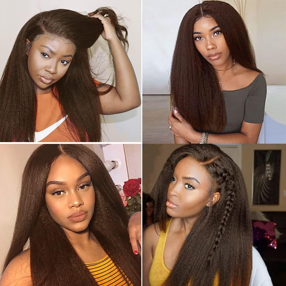 4 Colors Human Hair Bundles Light Brown Human Hair Bundles Dark Brown Yaki Human Hair Bundles 3 Bundles 20 20 20 Inch Same Length 3 Bundles image number 4