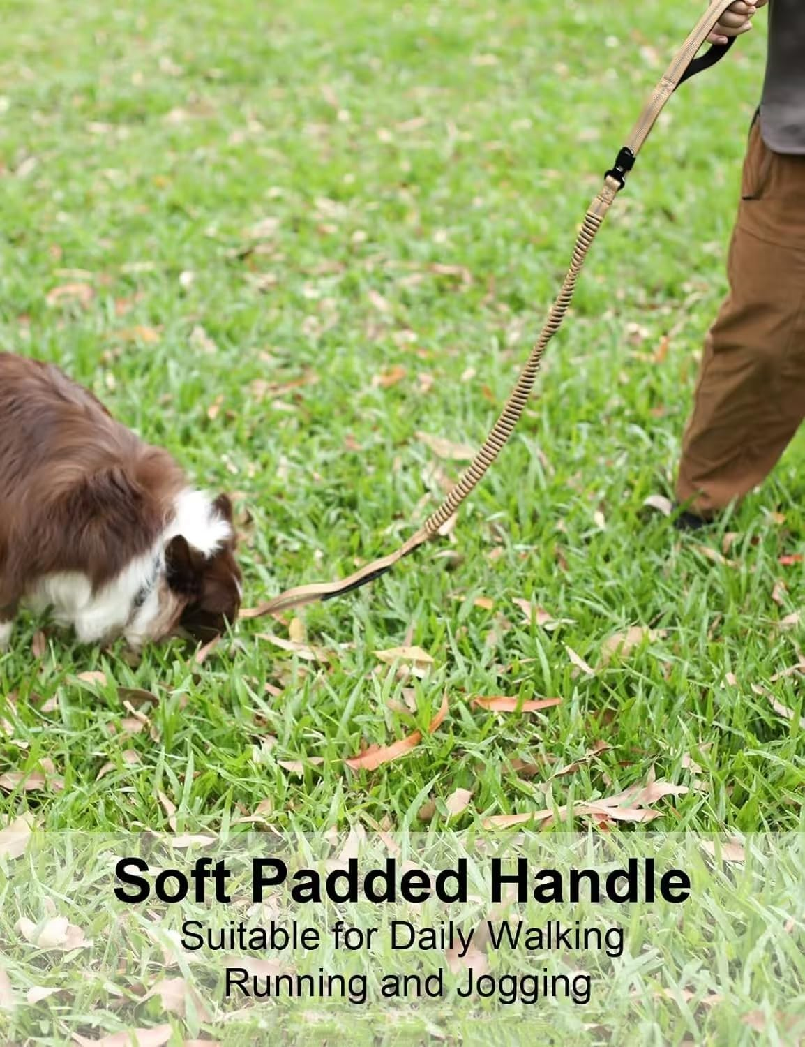 Heavy-Duty Dog Leash, 4-6 Feet Shock-Absorbing Tactical Dog Leash, Advanced Simple Metal Clips and No Traction Reflective Leash, Suitable for Middle-Sized and Large Dogs (Hyena Brown). - Black image number 2